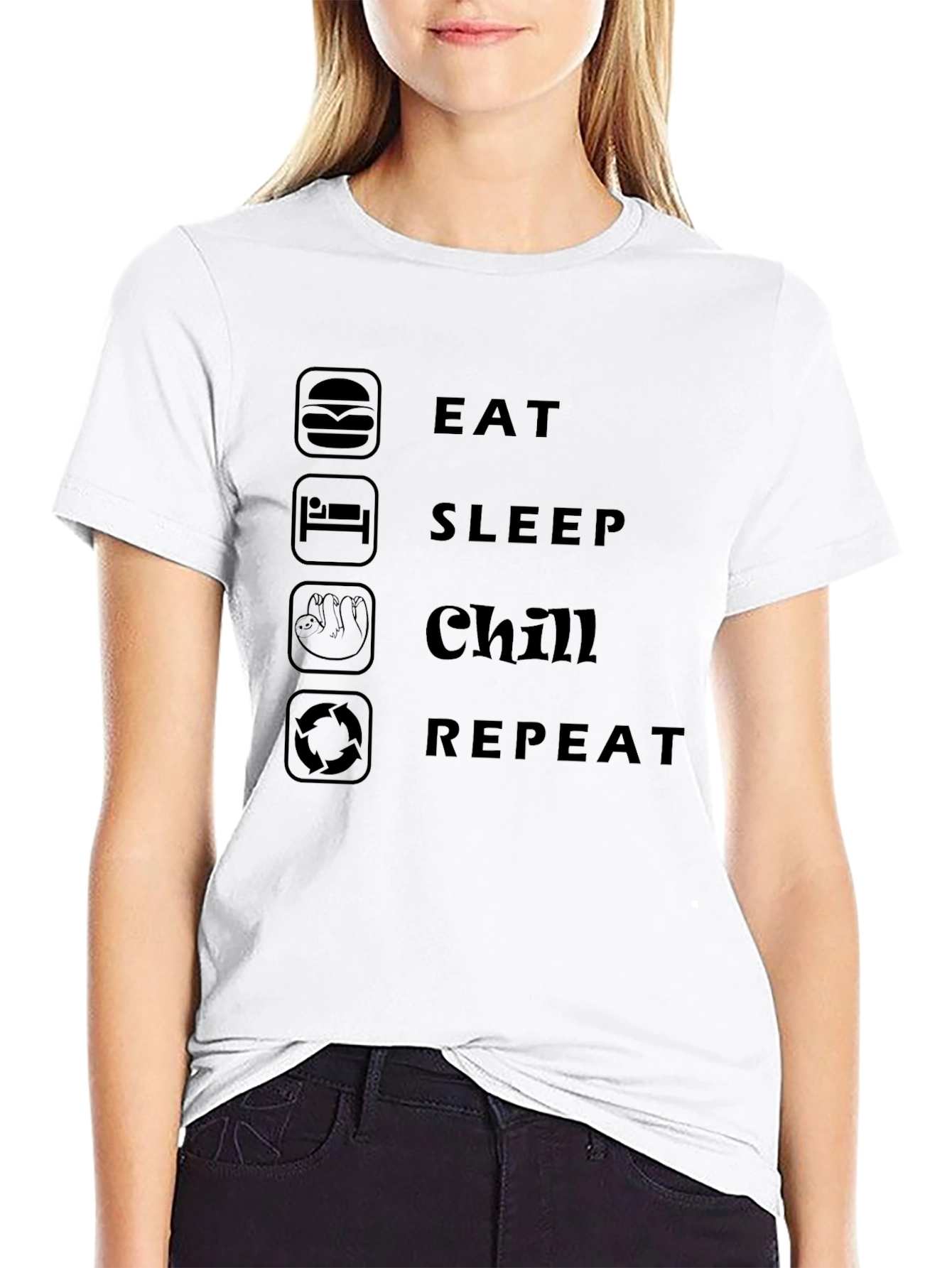 Eat Sleep Chill Repeat Mens Graphic T-Shirt