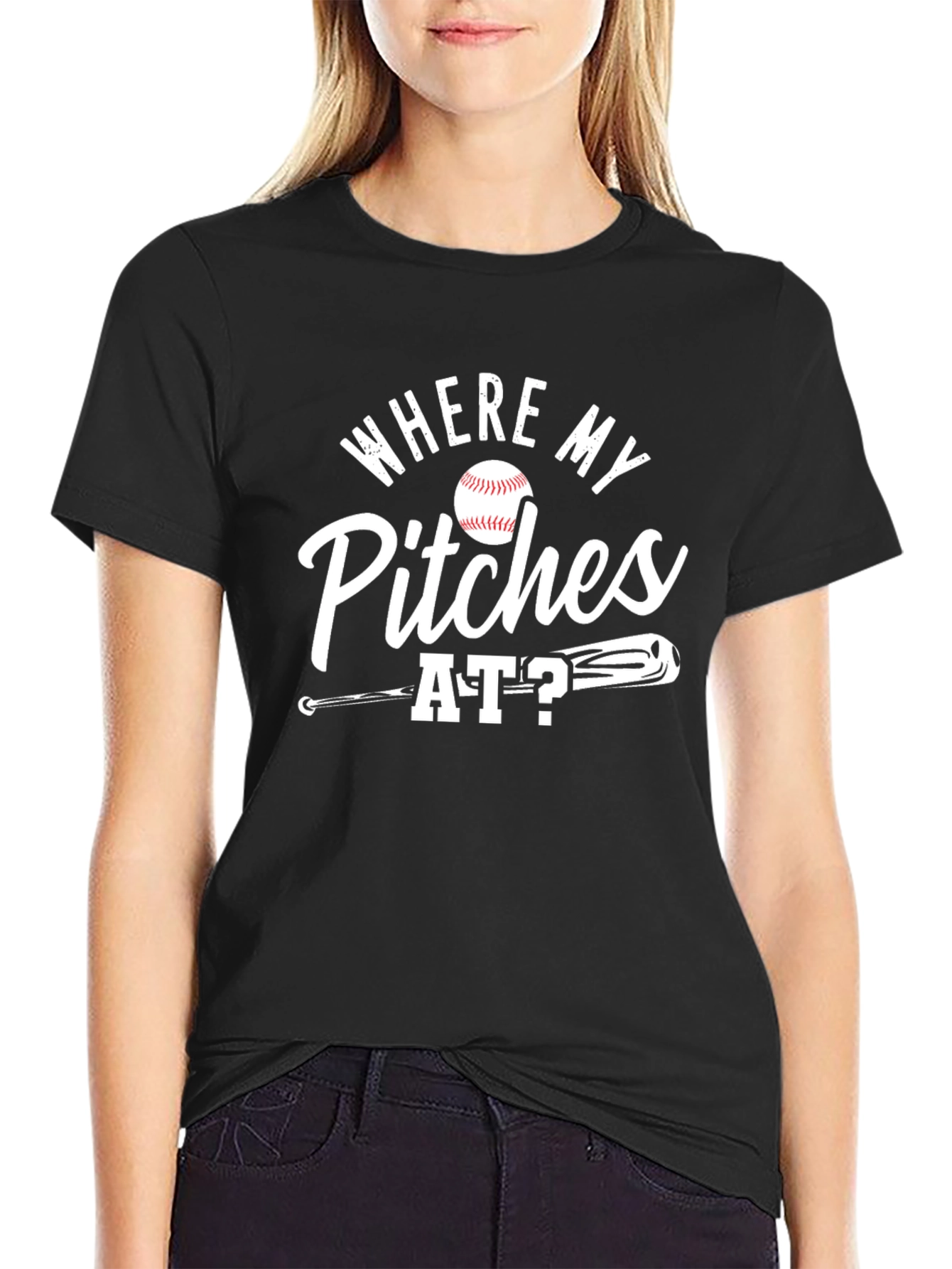 Where My Pitches At Baseball T-Shirt