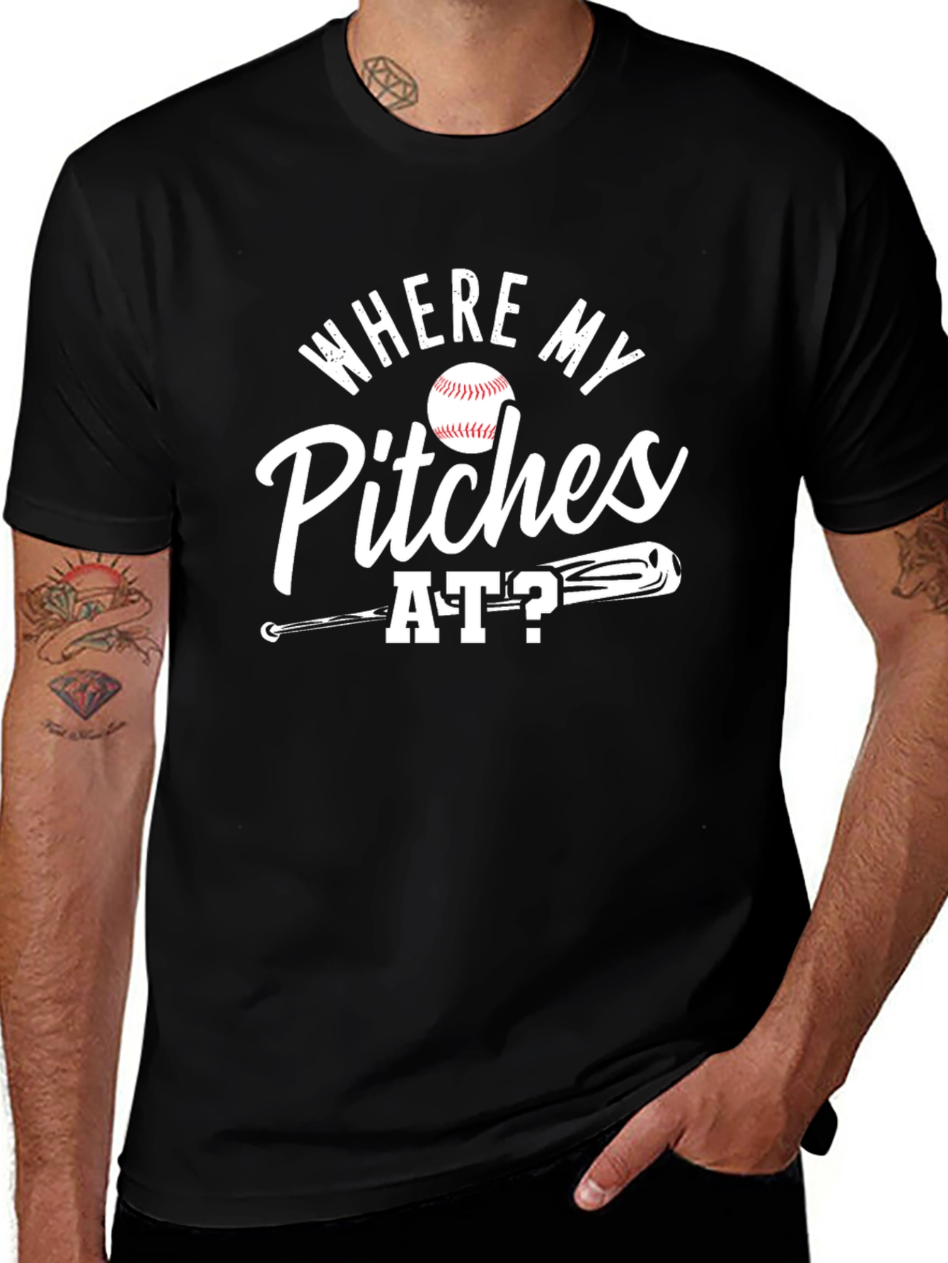 Where My Pitches At Baseball T-Shirt