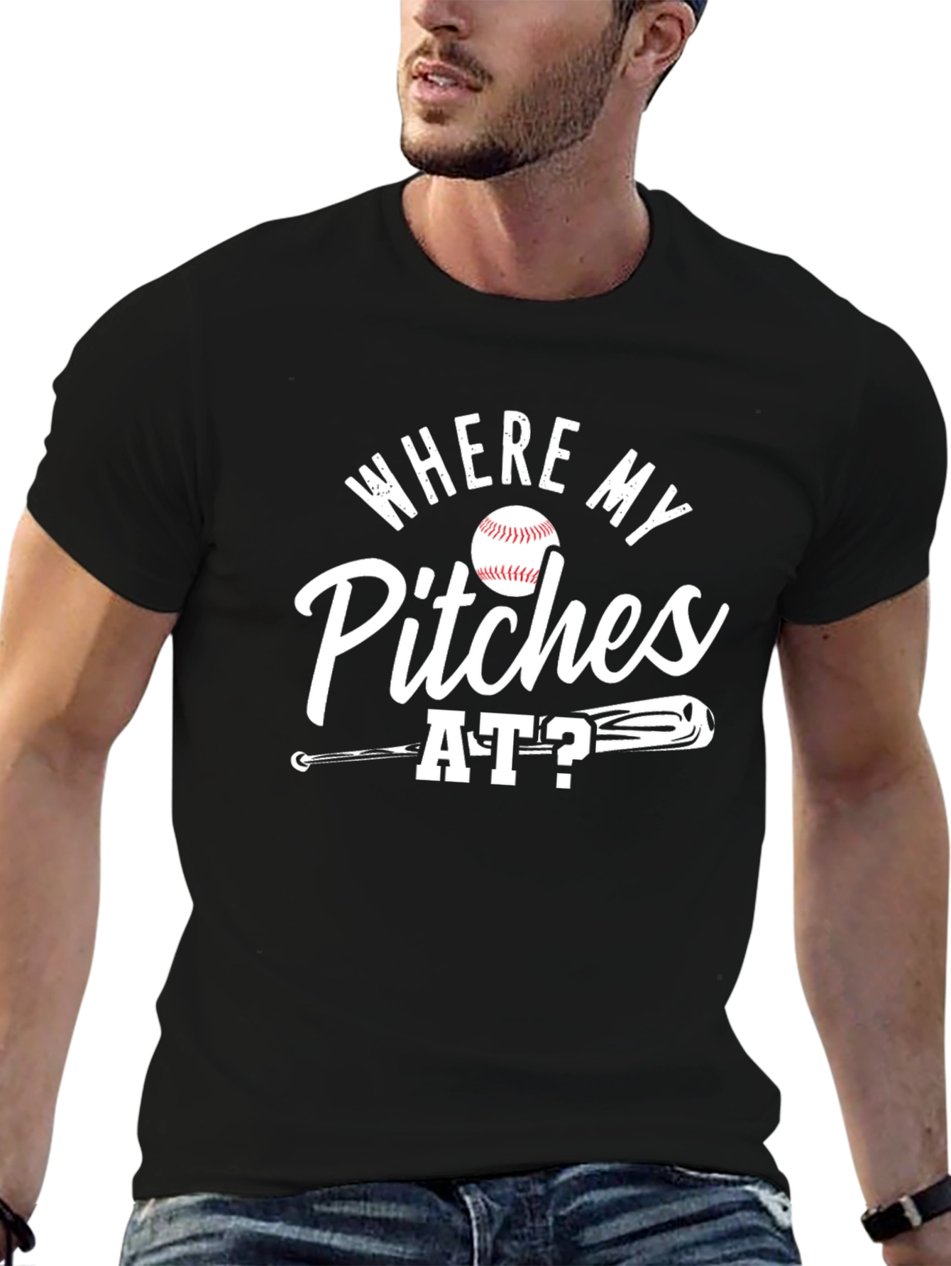 Where My Pitches At Baseball T-Shirt