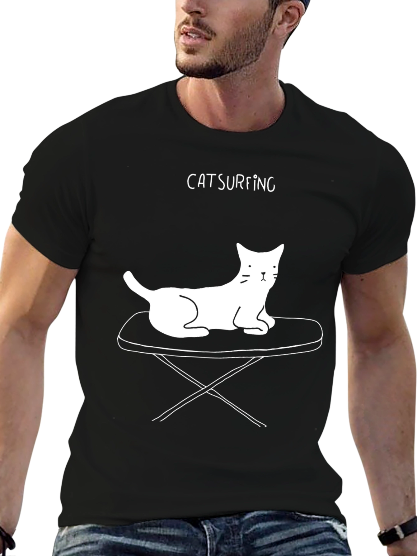 Catsurfing T-Shirt: Cool Cat Design