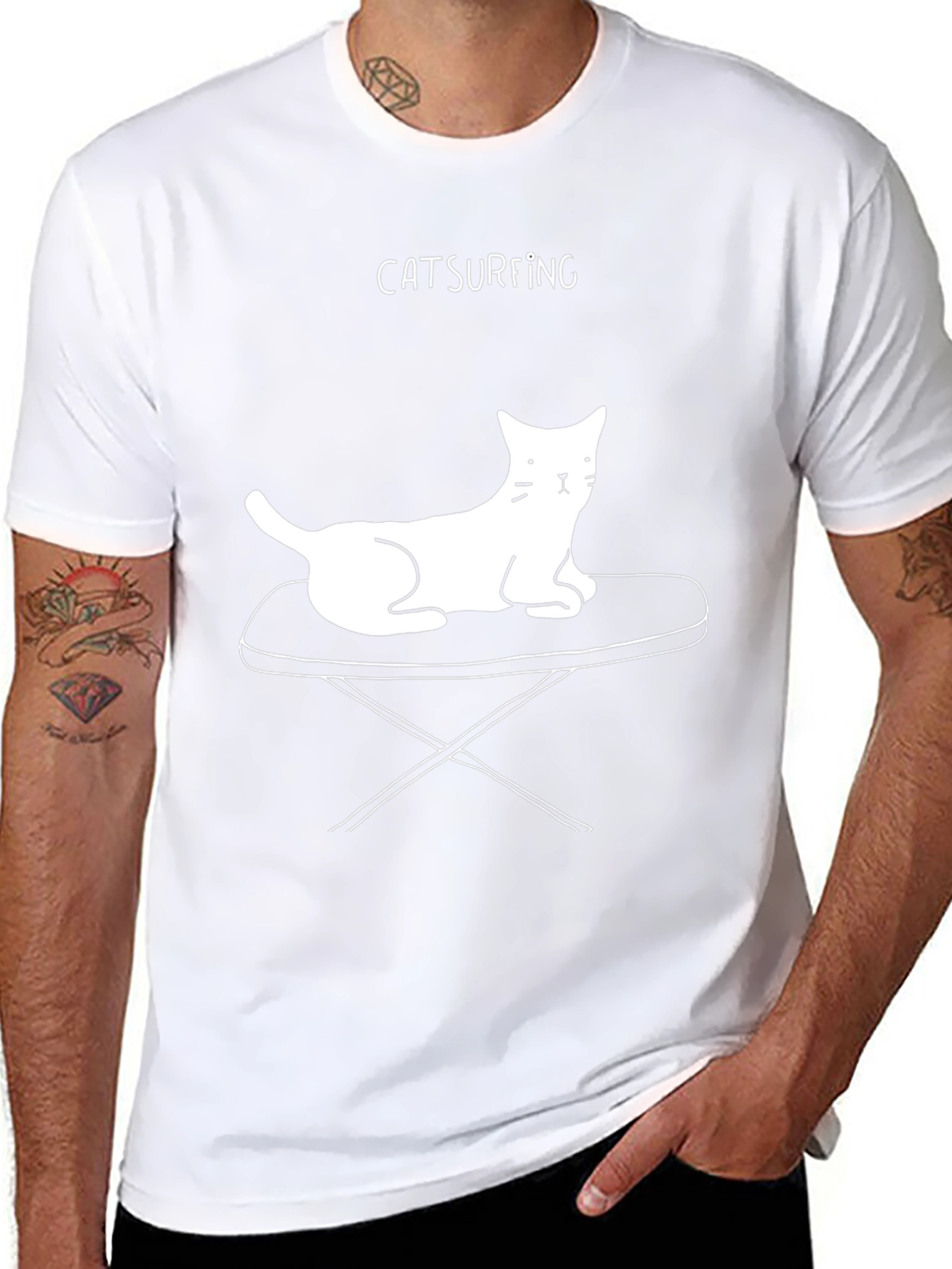 Catsurfing T-Shirt: Cool Cat Design