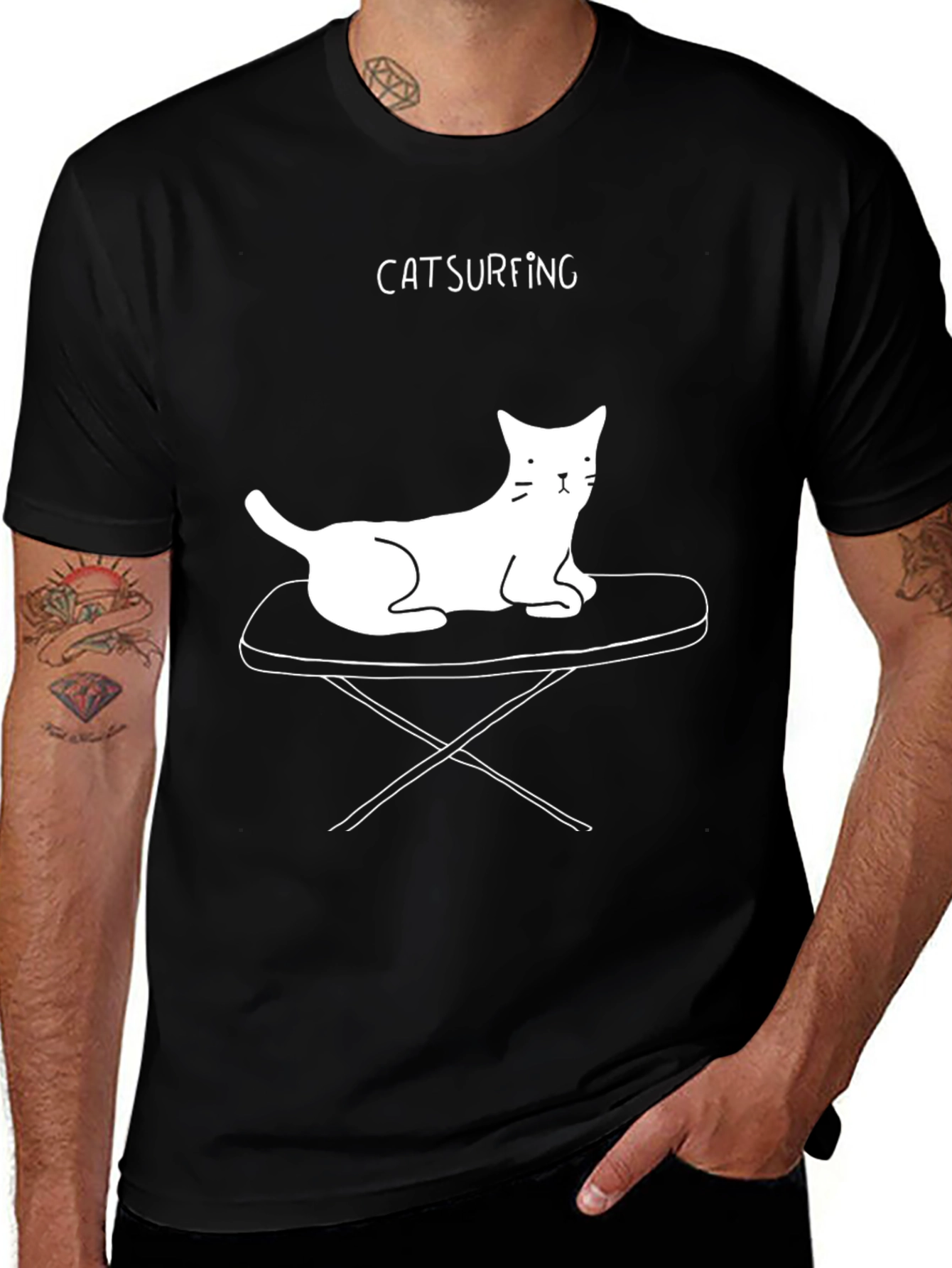 Catsurfing T-Shirt: Cool Cat Design