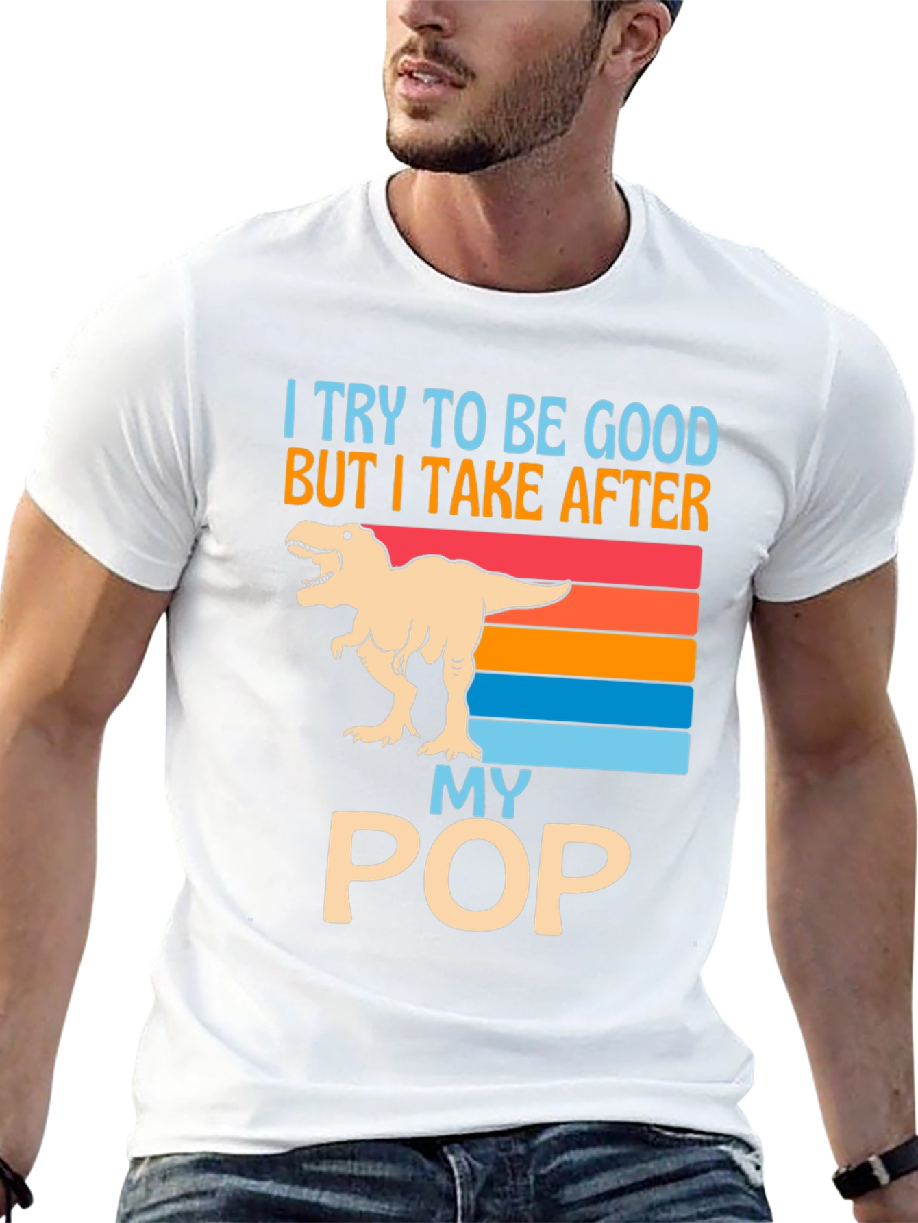 Funny Dinosaur T-Shirt: I Take After My Pop