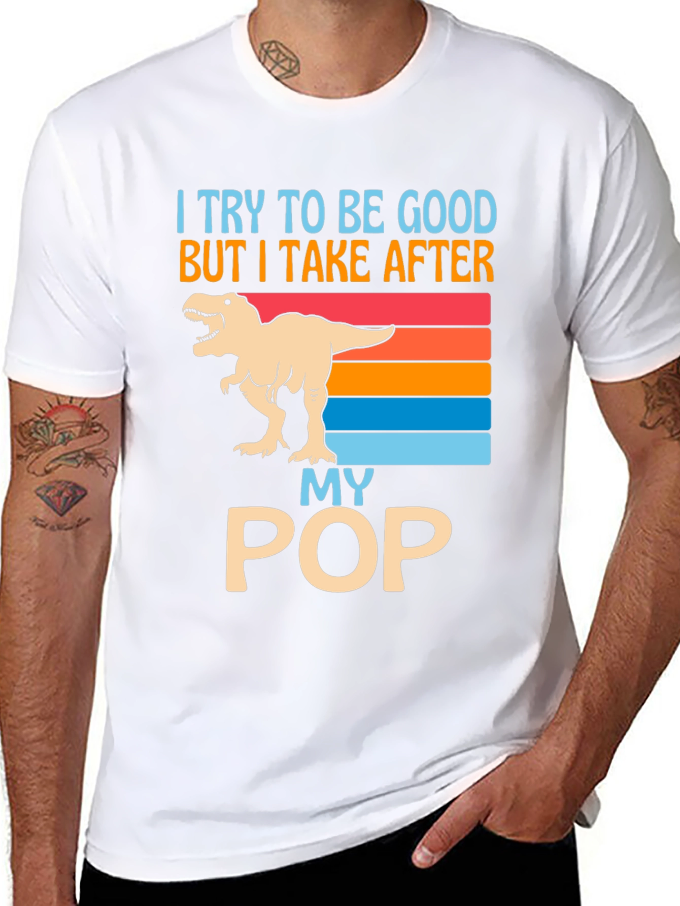Funny Dinosaur T-Shirt: I Take After My Pop