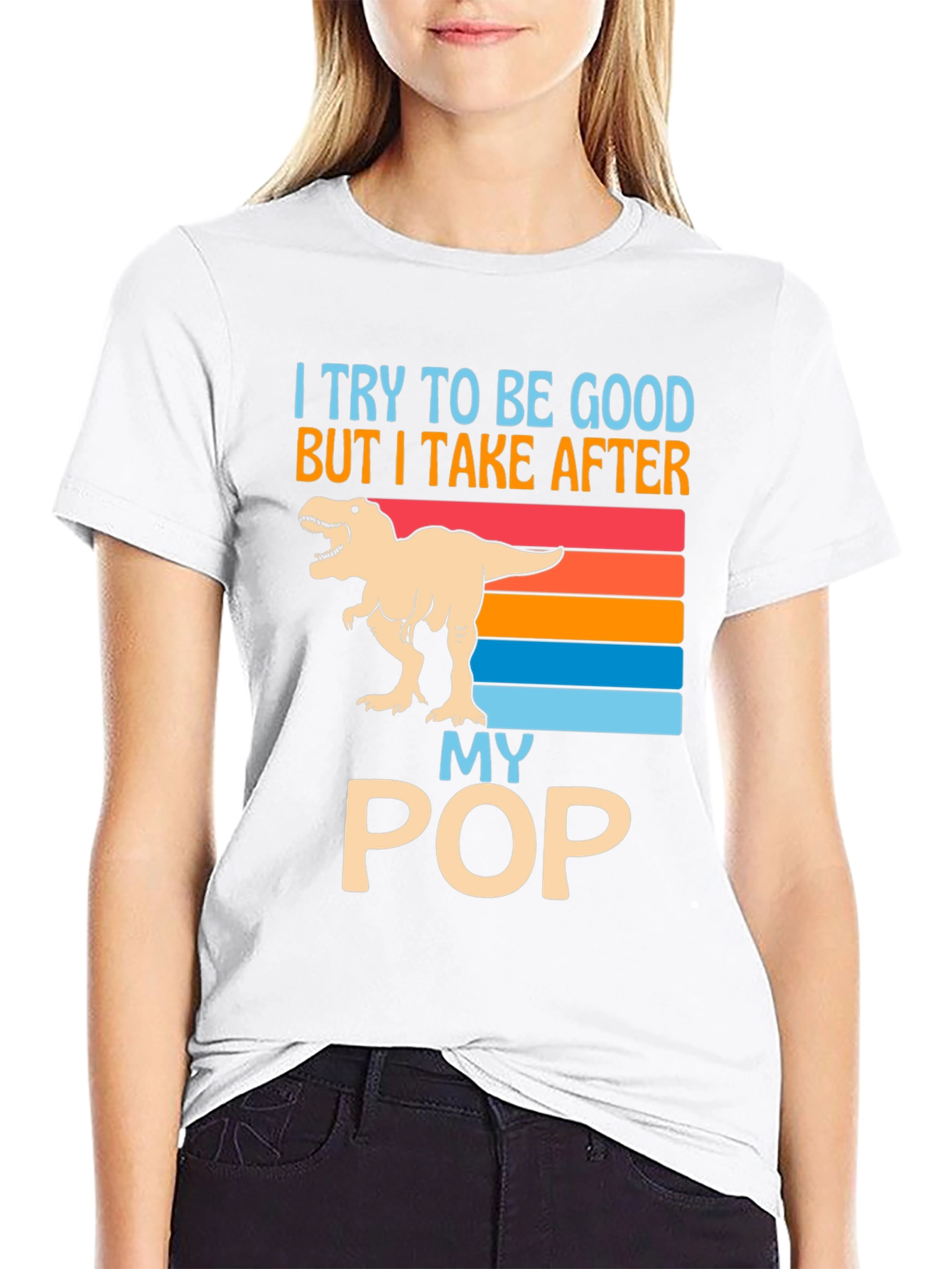 Funny Dinosaur T-Shirt: I Take After My Pop