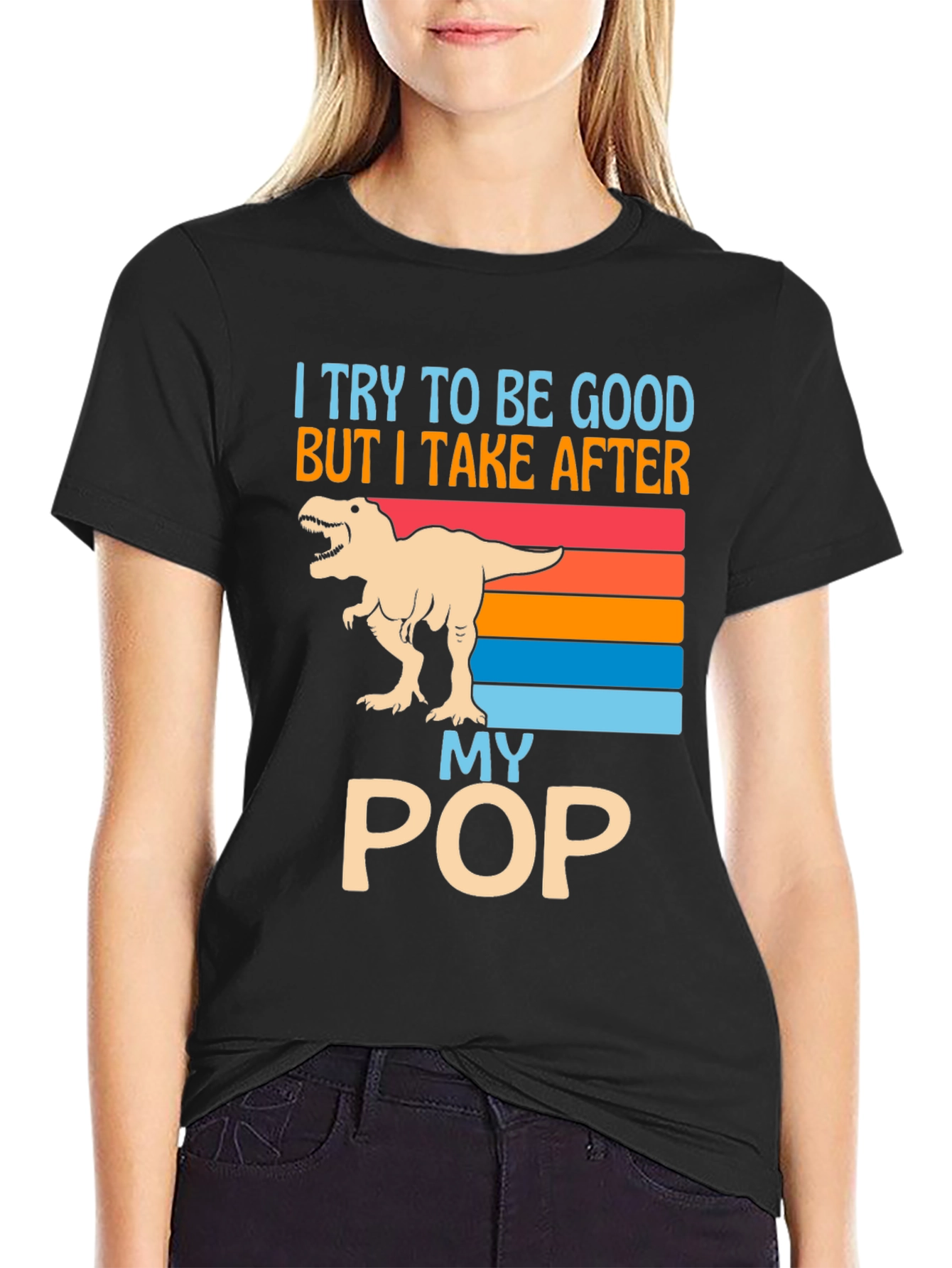 Funny Dinosaur T-Shirt: I Take After My Pop
