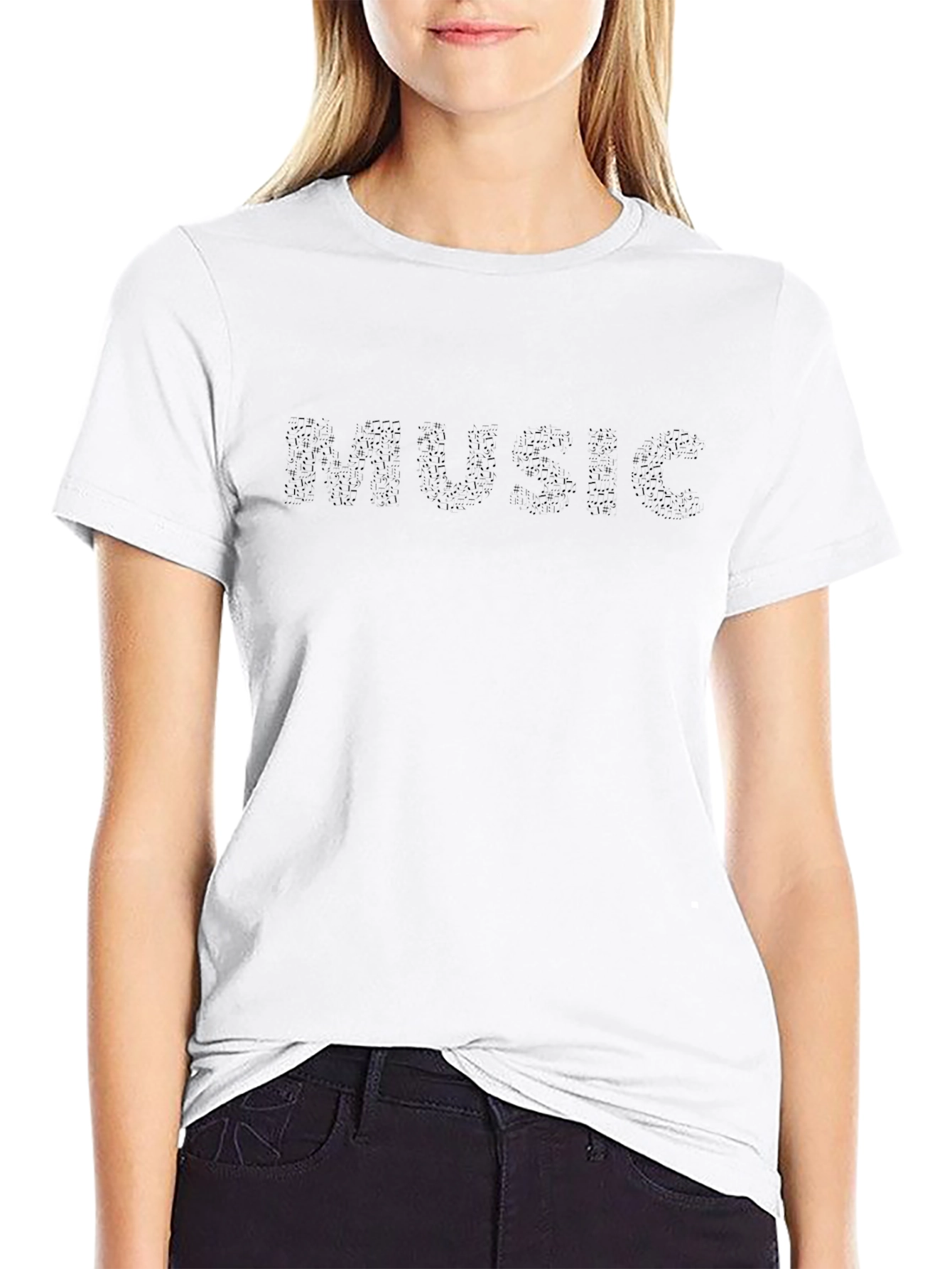 Music Tee - Black Print Design