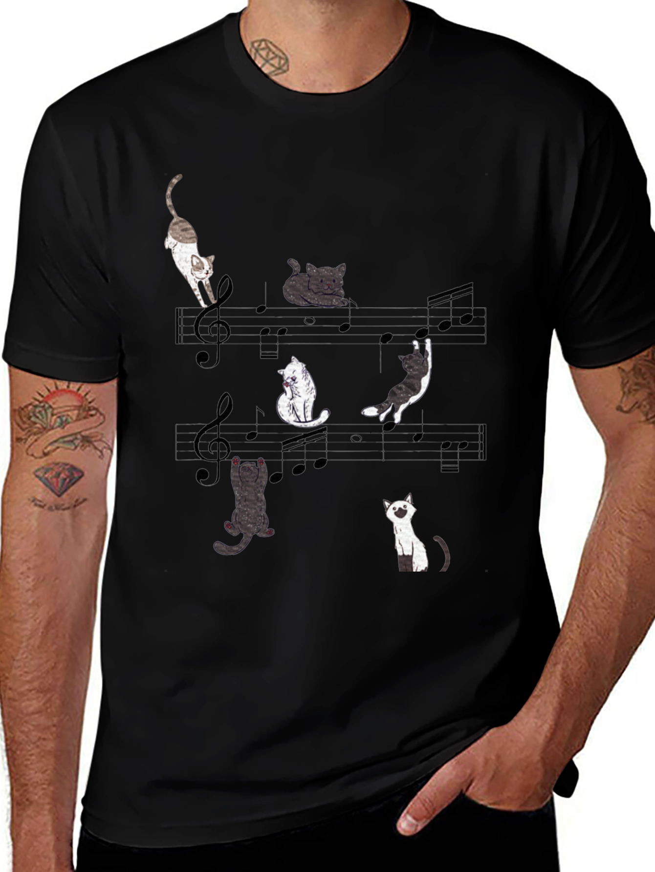 Musical Cats Graphic Tee - Unique Cat Lover Shirt