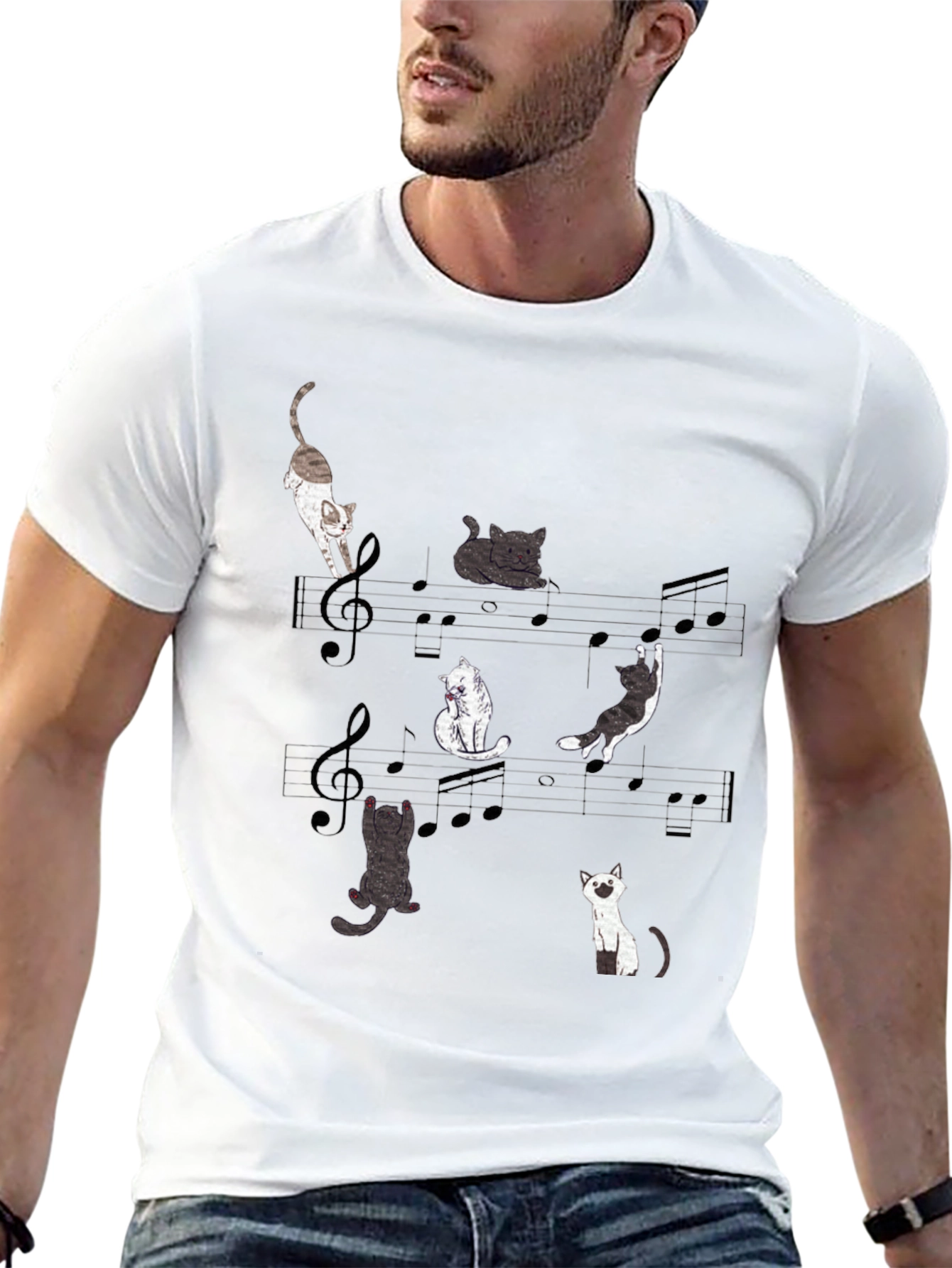 Musical Cats Graphic Tee - Unique Cat Lover Shirt