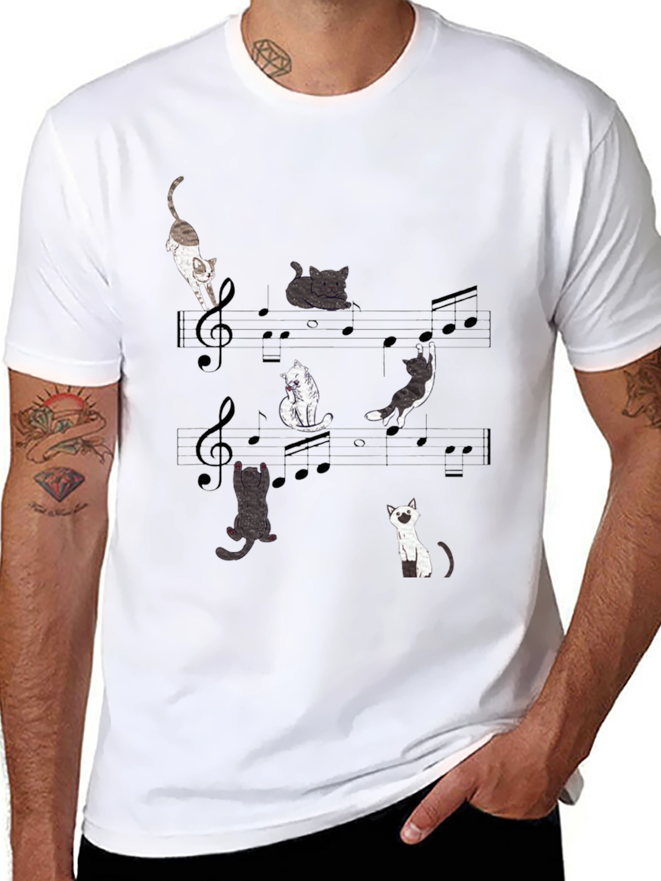 Musical Cats Graphic Tee - Unique Cat Lover Shirt