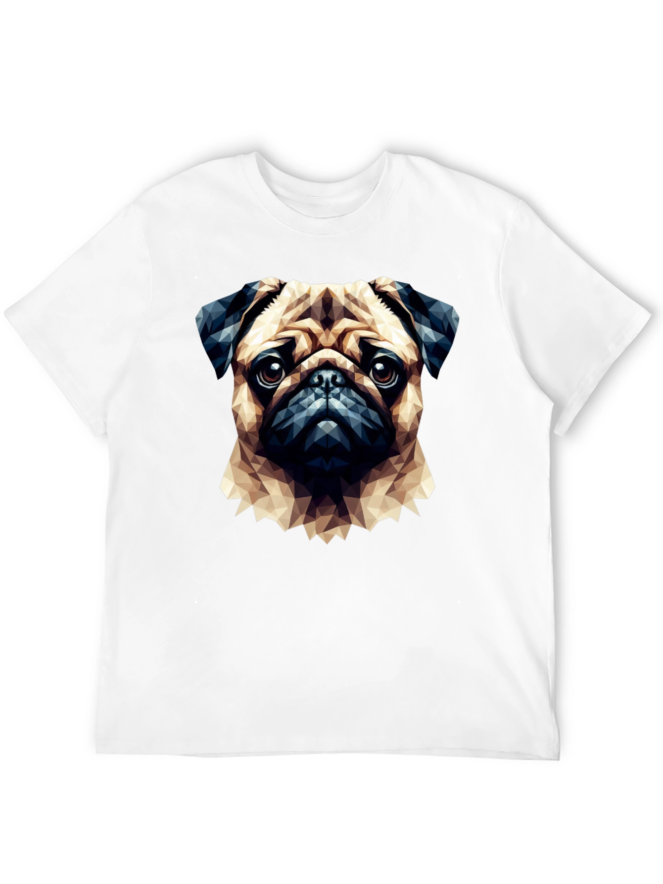 Geometric Pug Graphic T-Shirt - Casual Cotton Tee