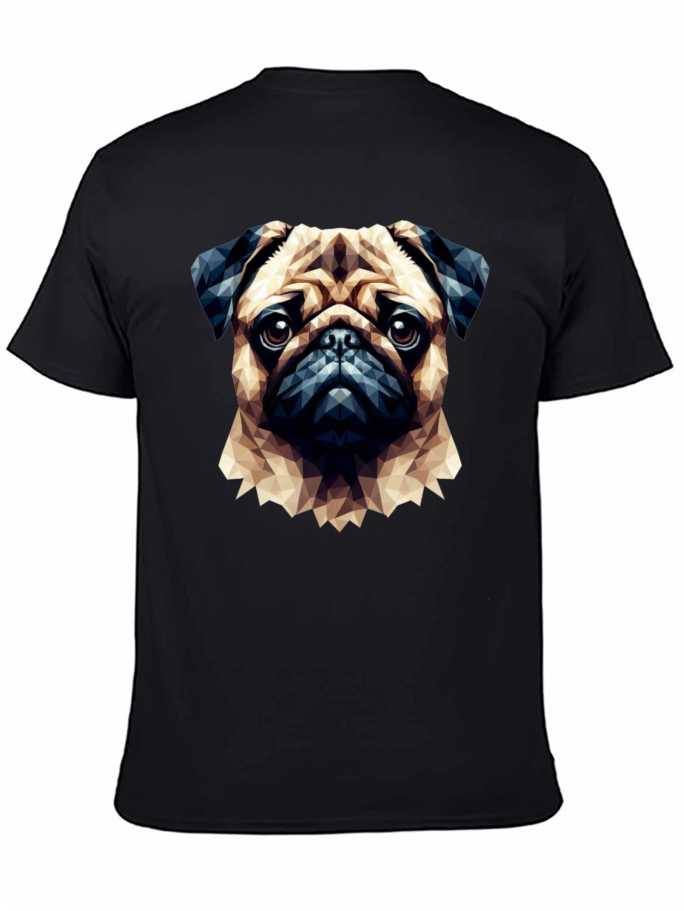 Geometric Pug Graphic T-Shirt - Casual Cotton Tee