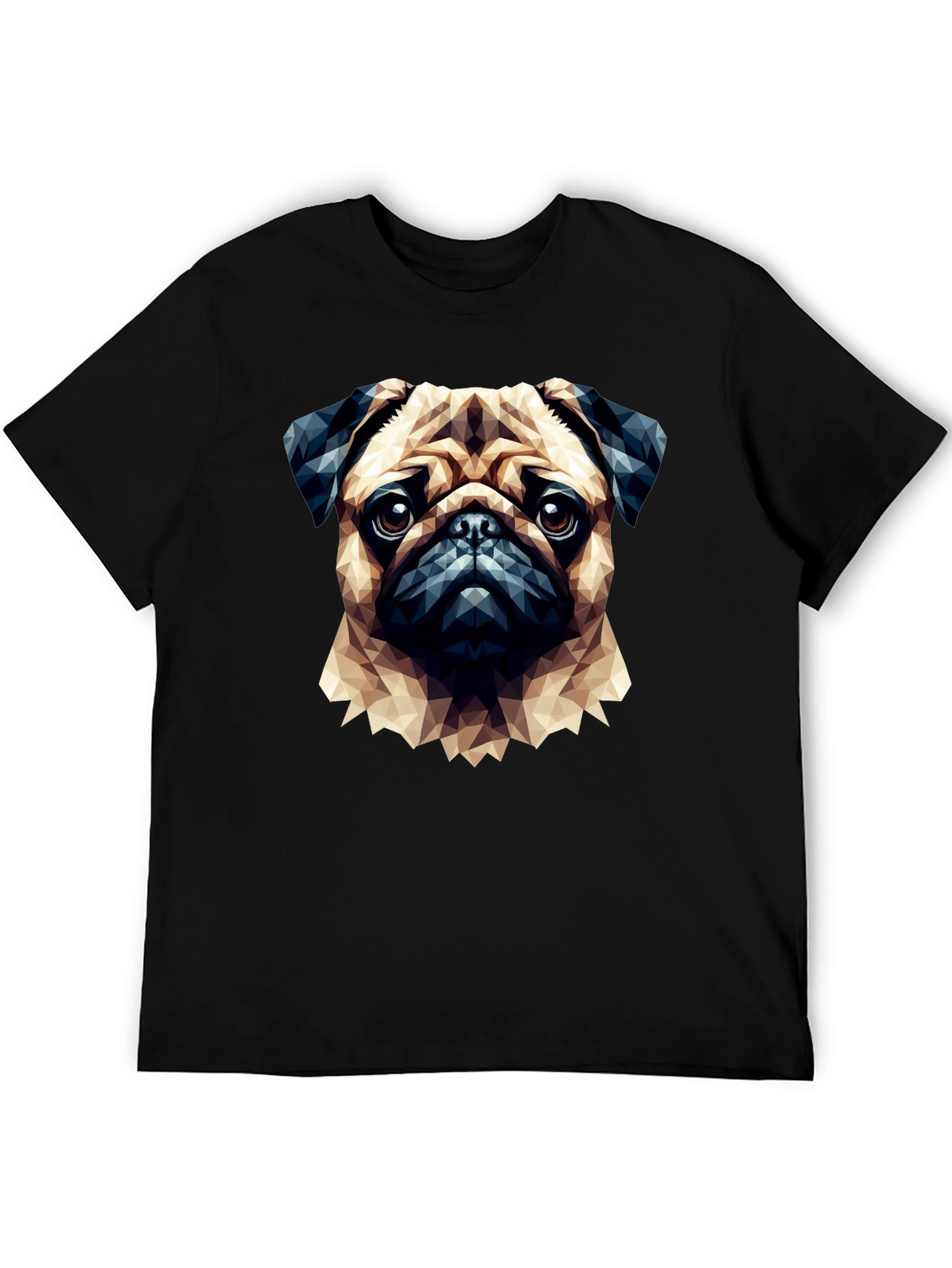 Geometric Pug Graphic T-Shirt - Casual Cotton Tee