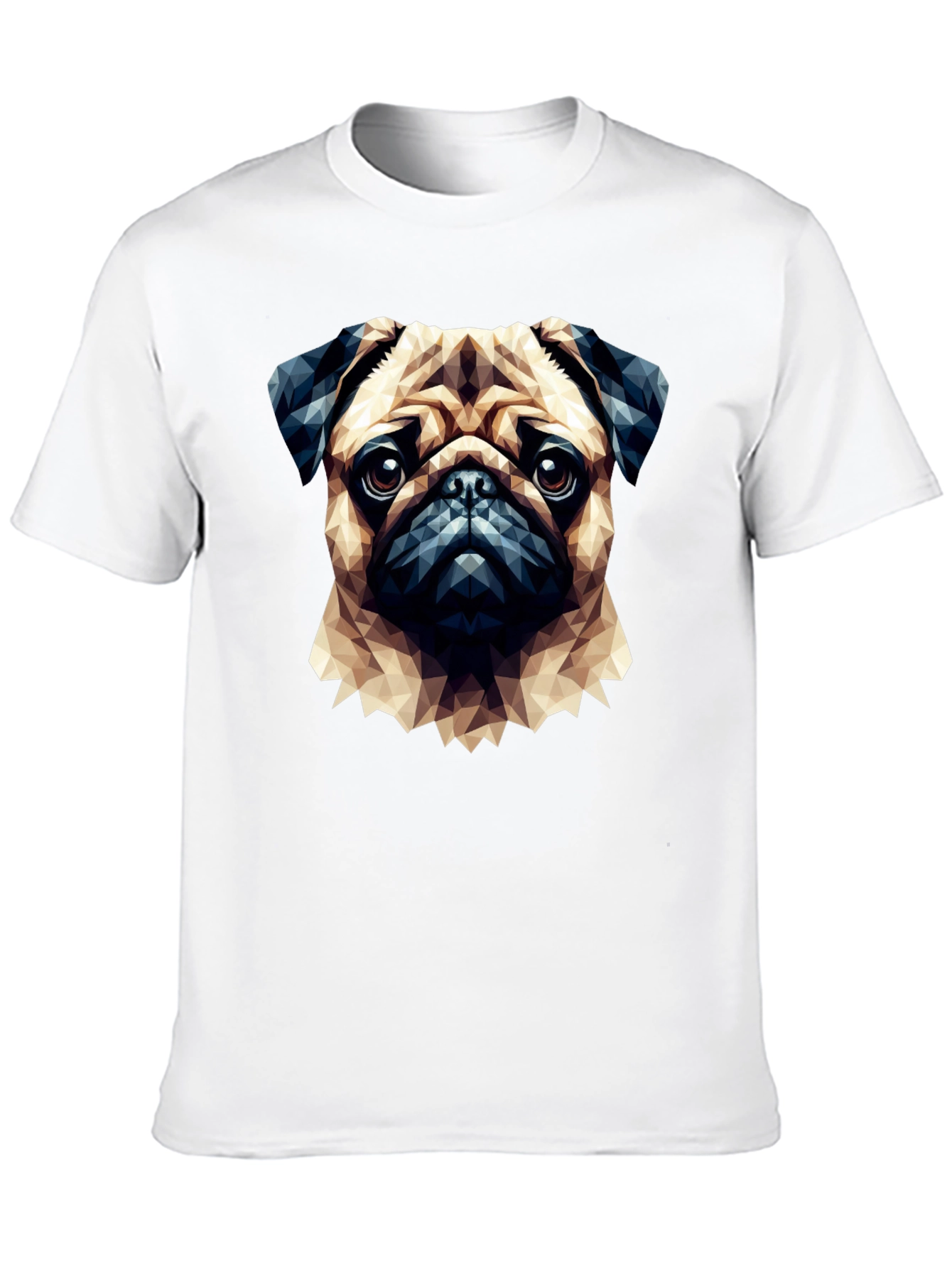 Geometric Pug Graphic T-Shirt - Casual Cotton Tee