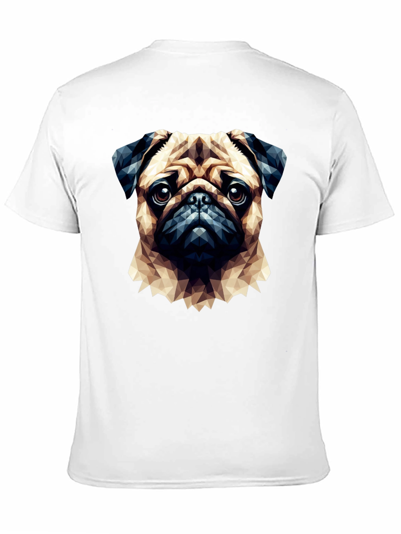 Geometric Pug Graphic T-Shirt - Casual Cotton Tee