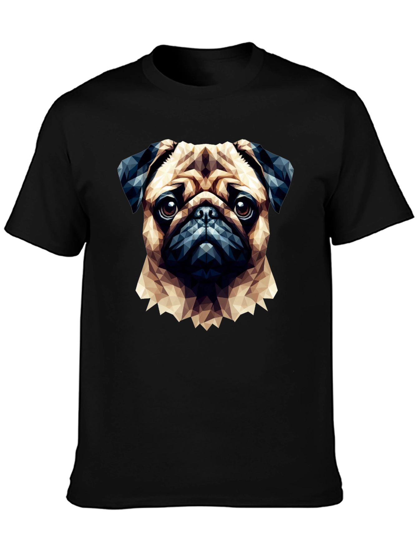 Geometric Pug Graphic T-Shirt - Casual Cotton Tee