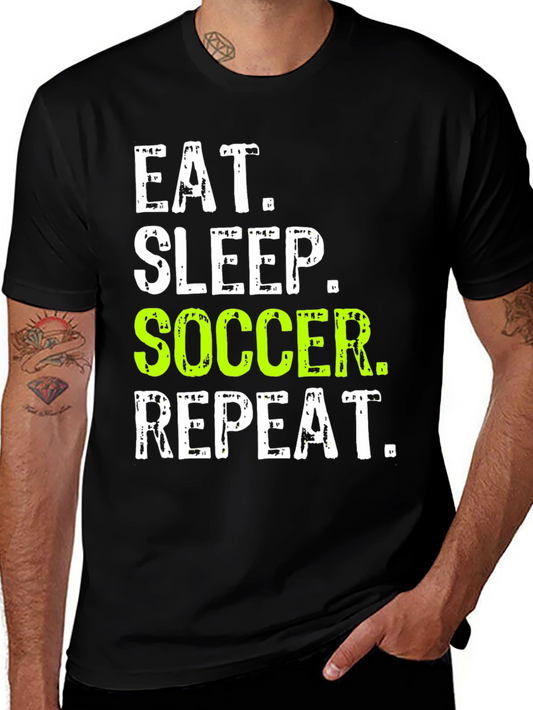 Eat Sleep Soccer Repeat Graphic Tee