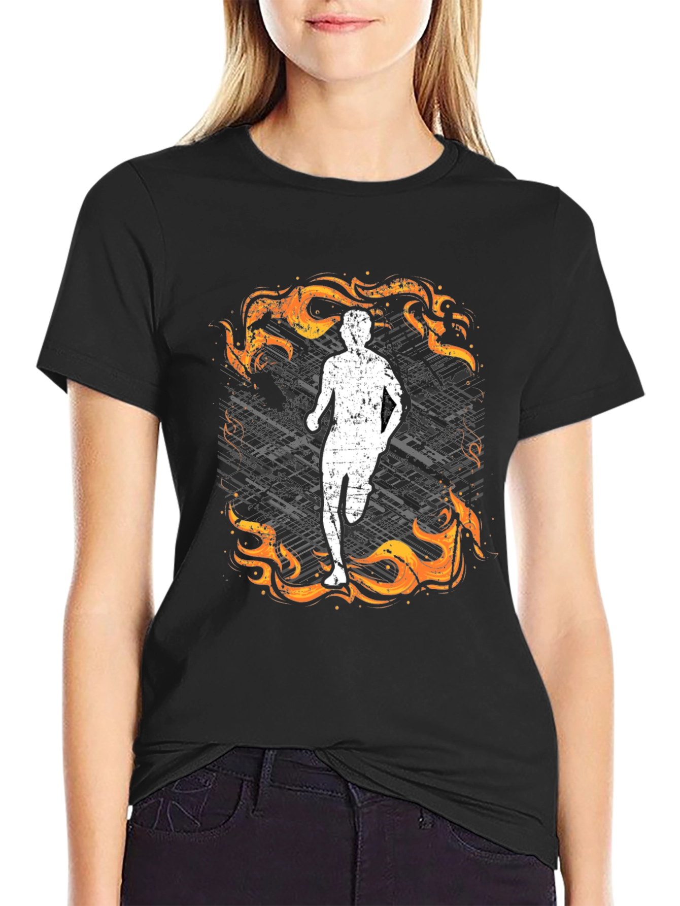 Fiery Runner Graphic Tee - Stylish and Comfortable!