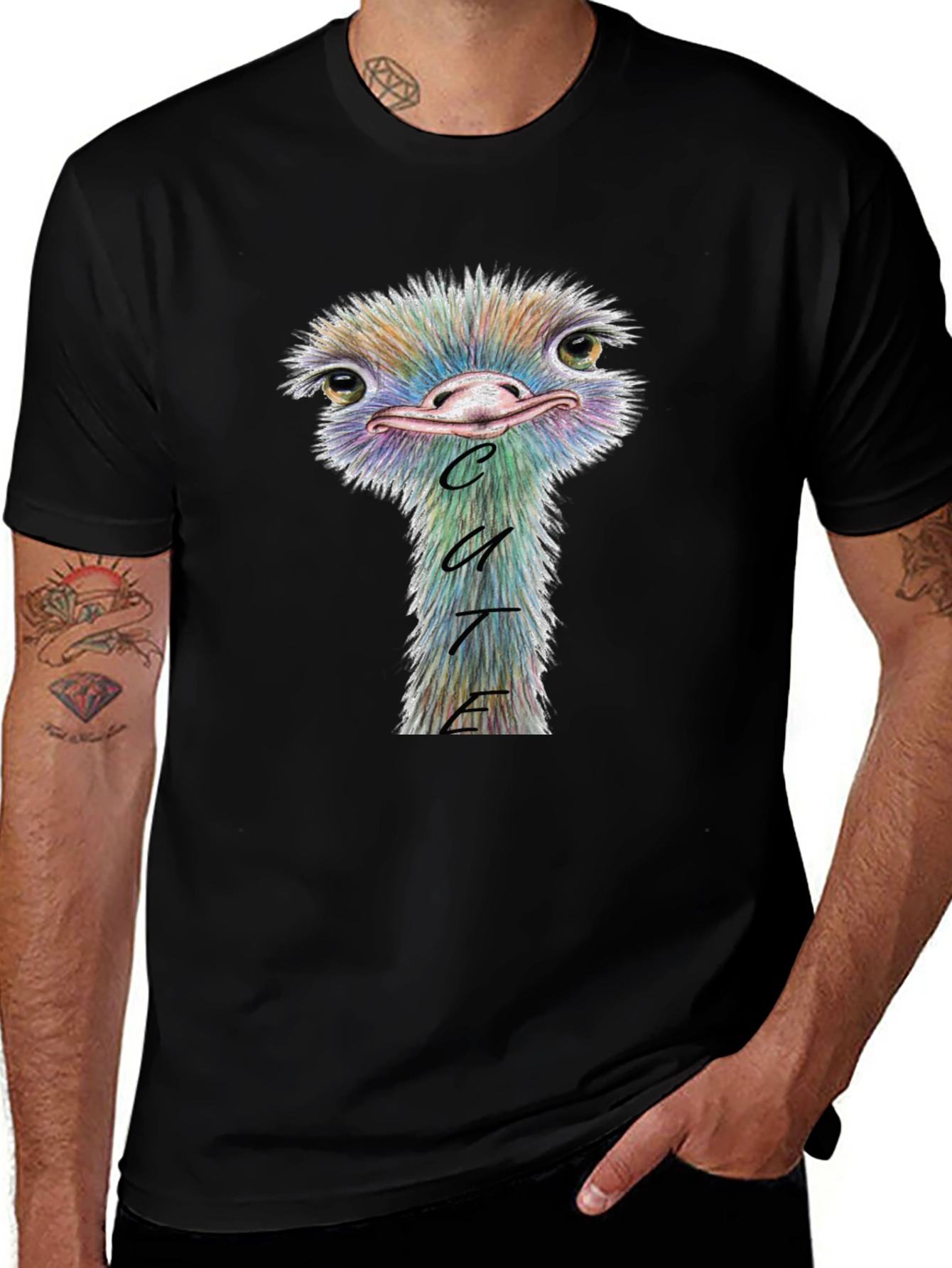 Cute Ostrich Graphic Tee - Soft Cotton Blend