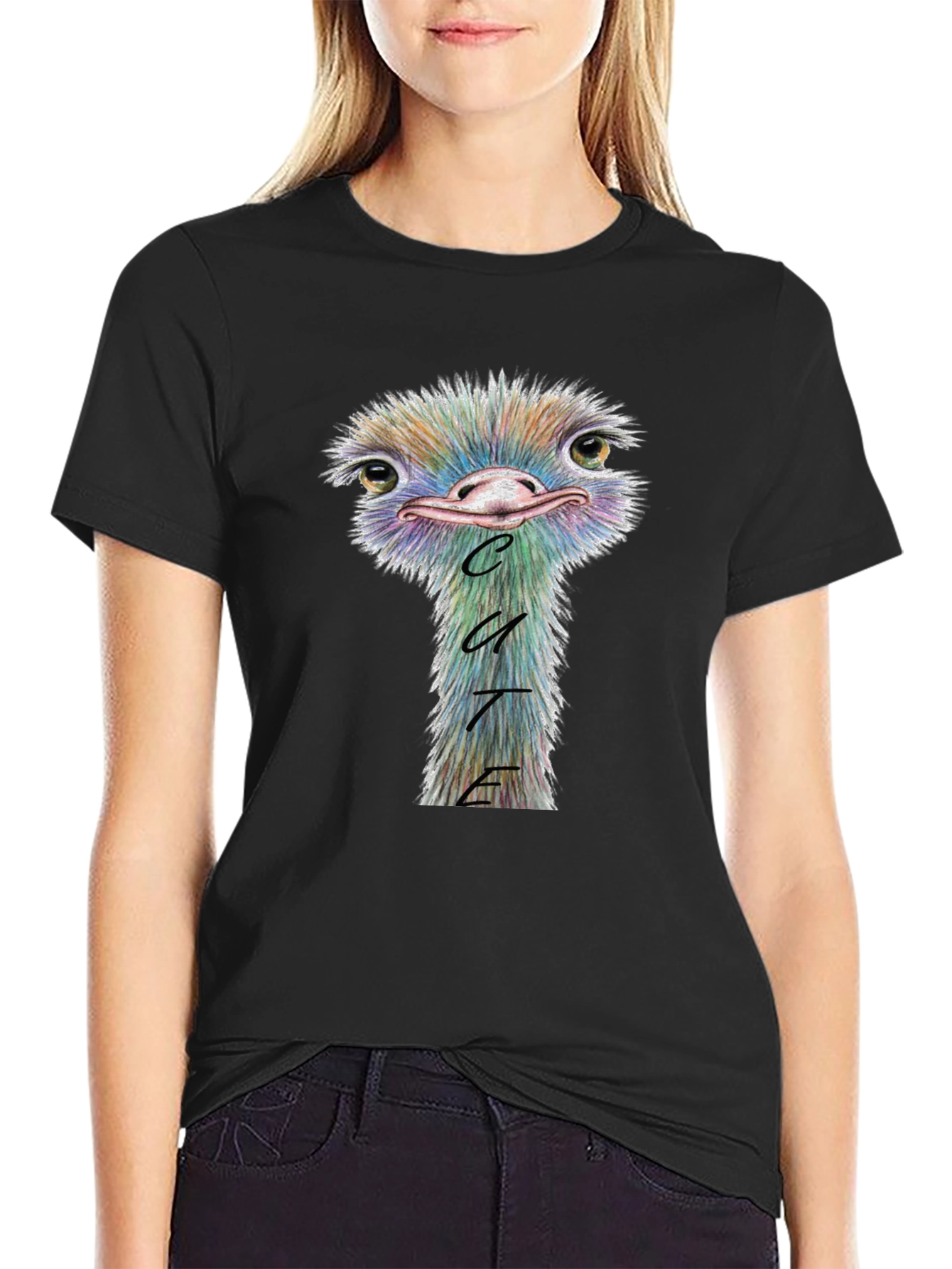 Cute Ostrich Graphic Tee - Soft Cotton Blend