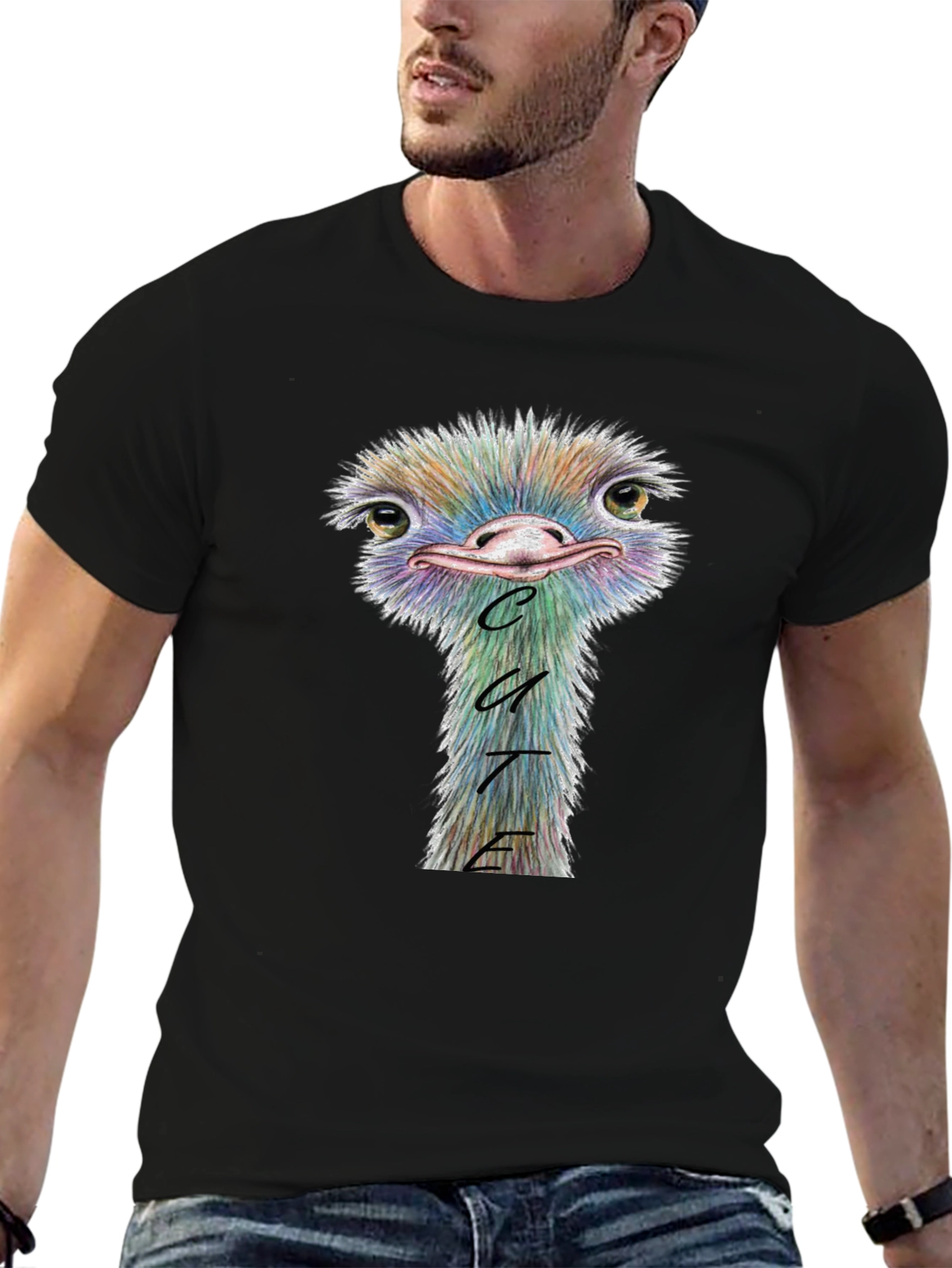 Cute Ostrich Graphic Tee - Soft Cotton Blend