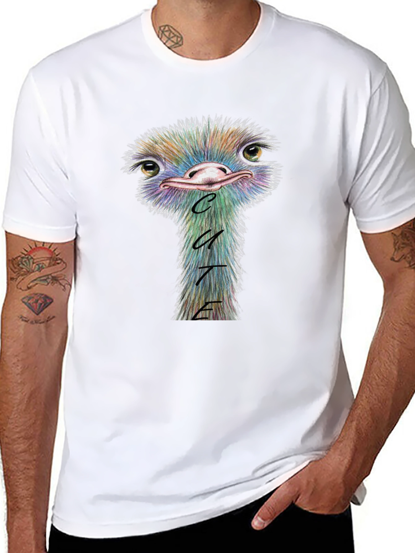 Cute Ostrich Graphic Tee - Soft Cotton Blend