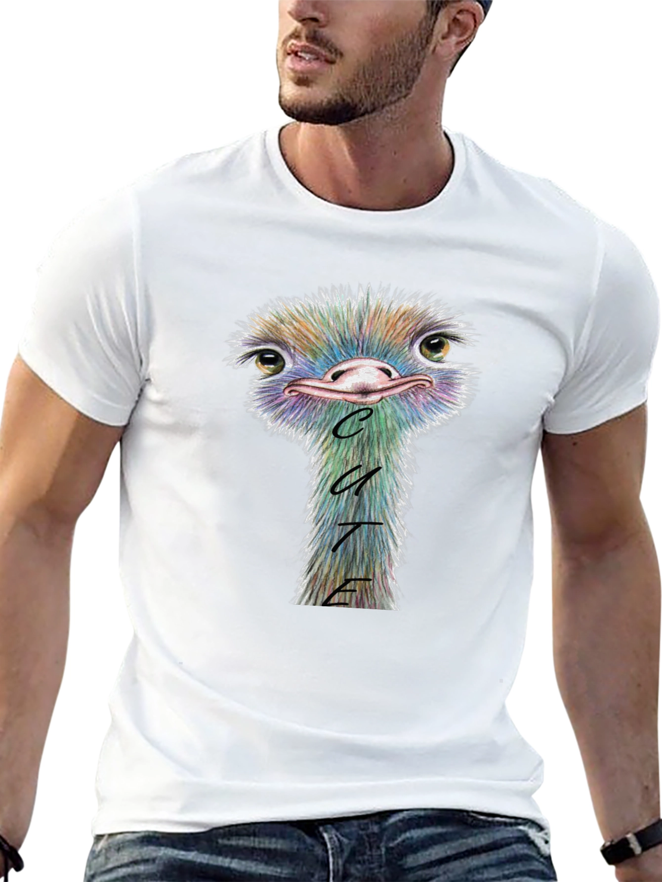 Cute Ostrich Graphic Tee - Soft Cotton Blend