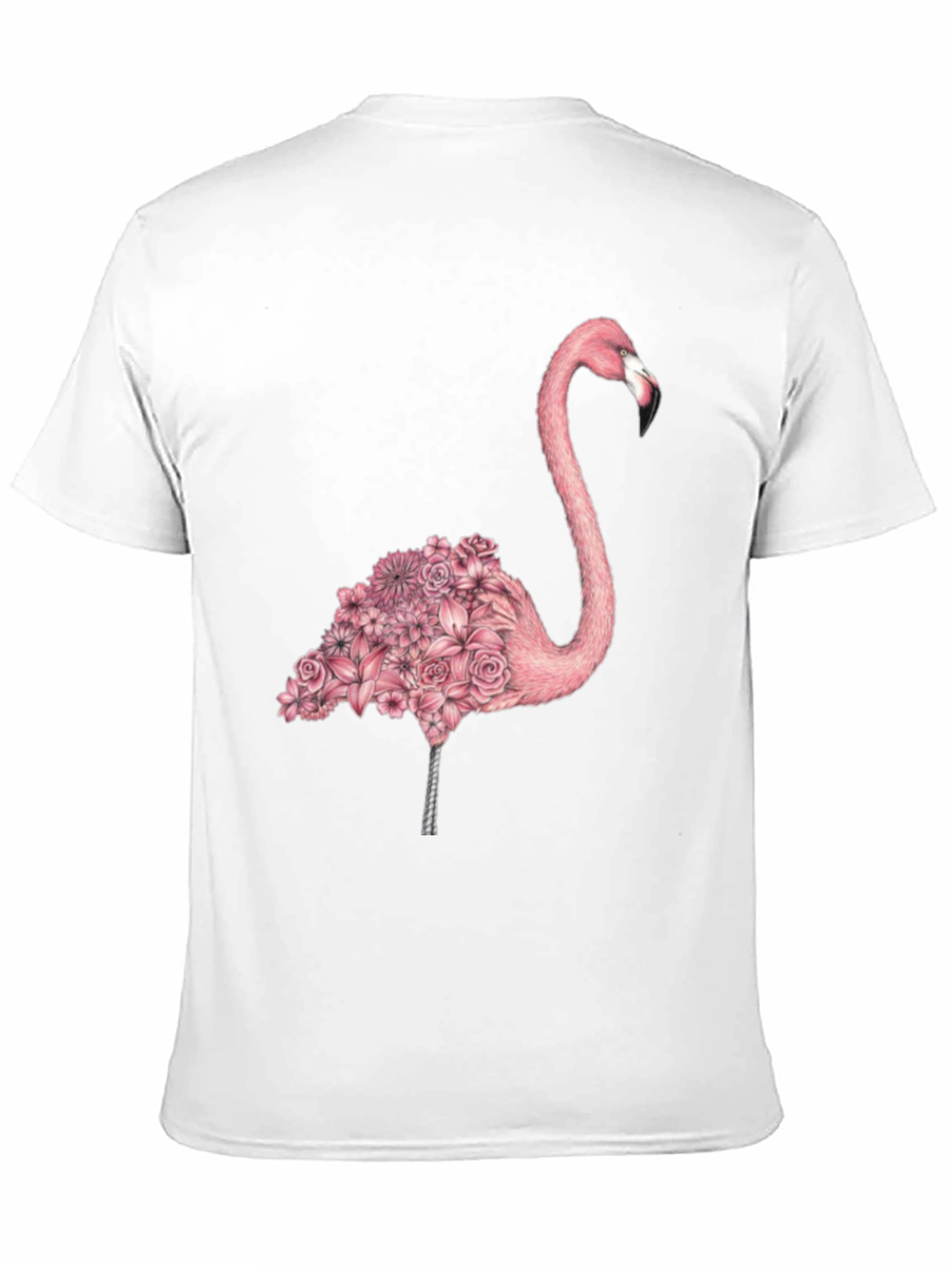 Floral Flamingo Graphic Tee - Mens Black T-Shirt