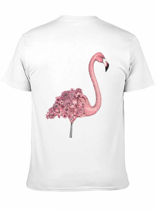 Floral Flamingo Graphic Tee - Mens Black T-Shirt