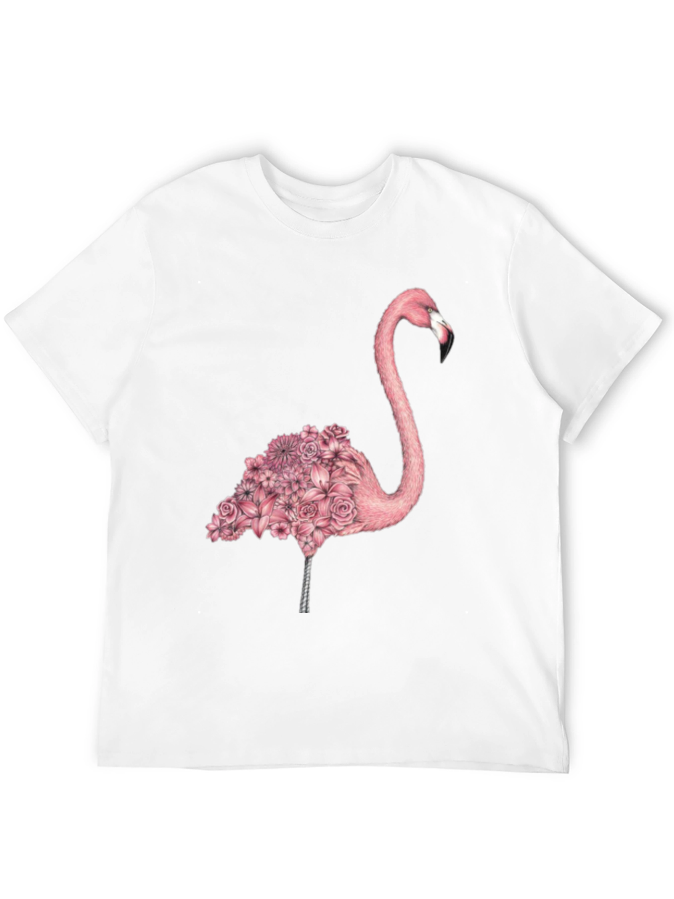 Floral Flamingo Graphic Tee - Mens Black T-Shirt