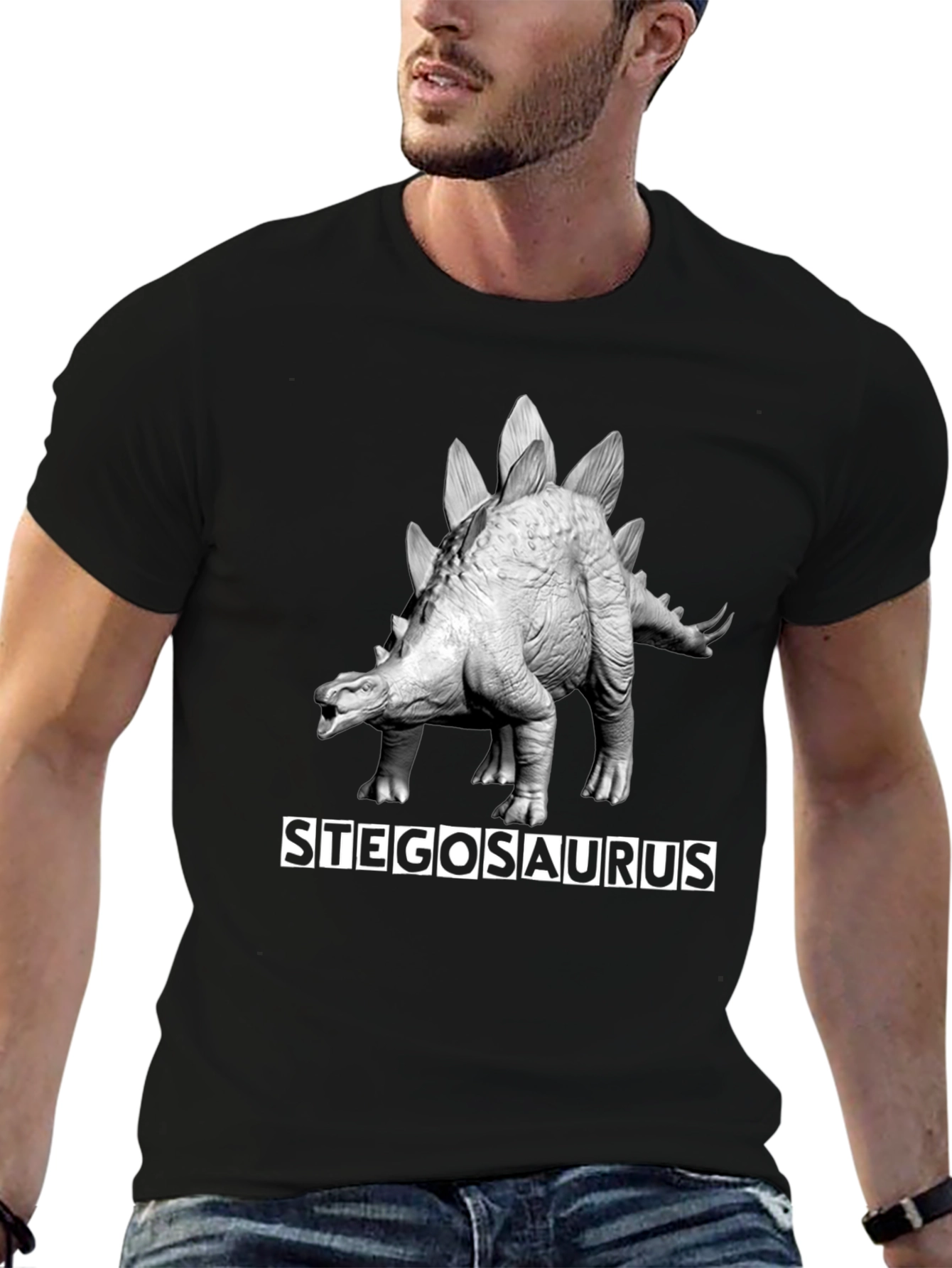 Stegosaurus Graphic Tee - Black Dinosaur Shirt