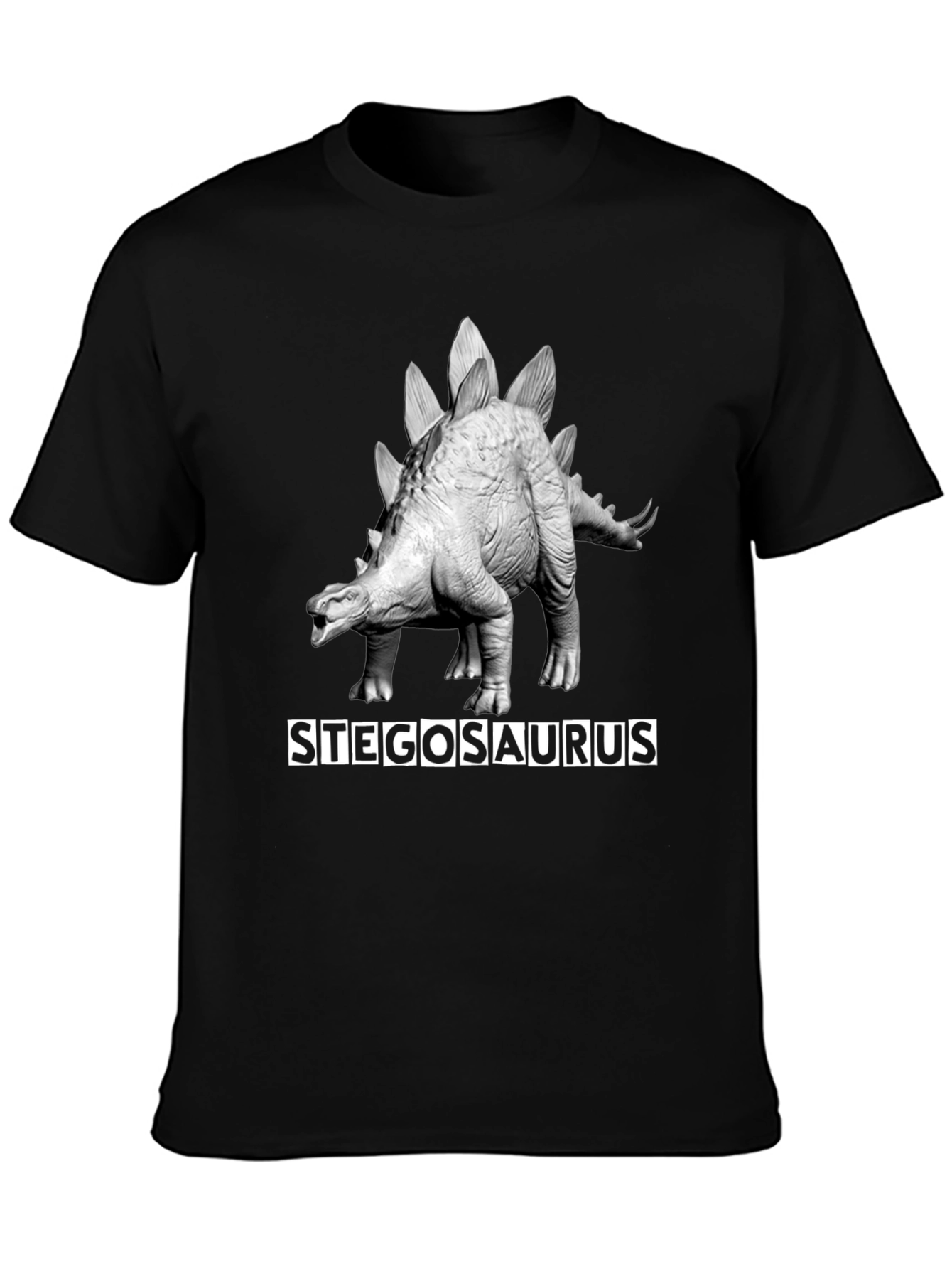 Stegosaurus Graphic Tee - Black Dinosaur Shirt