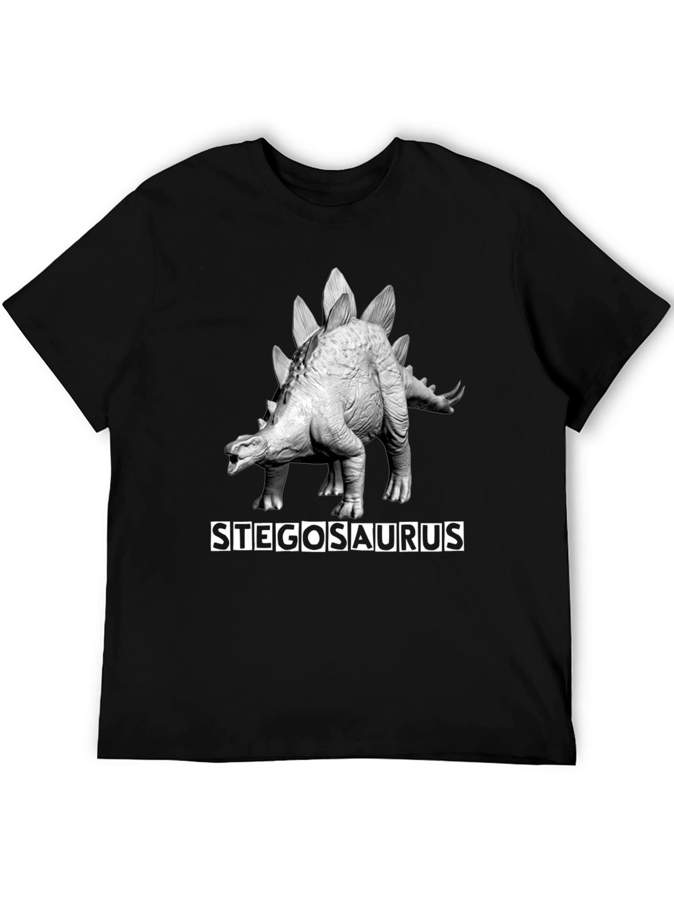 Stegosaurus Graphic Tee - Black Dinosaur Shirt