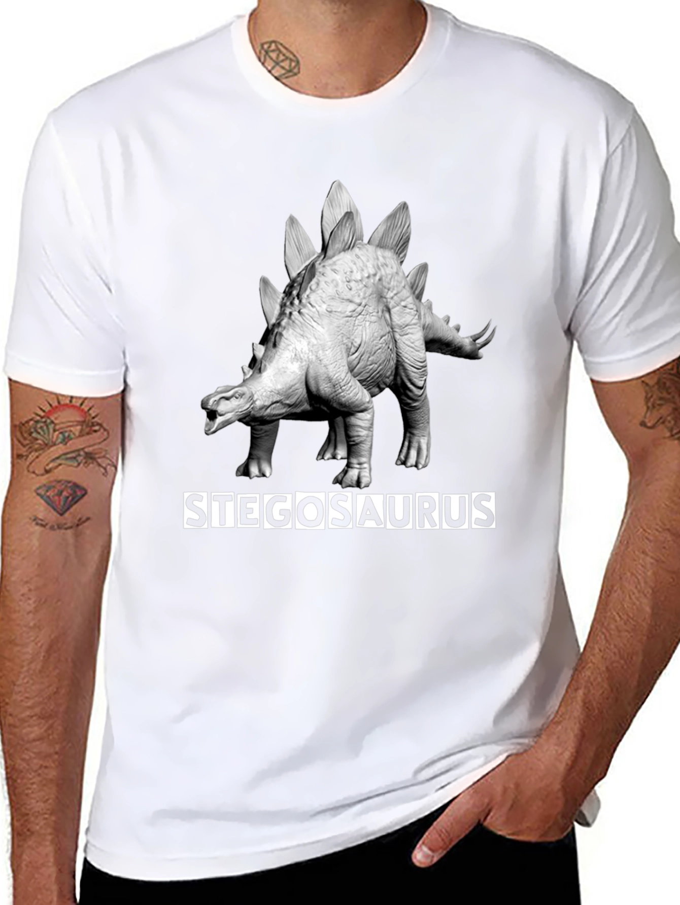 Stegosaurus Graphic Tee - Black Dinosaur Shirt