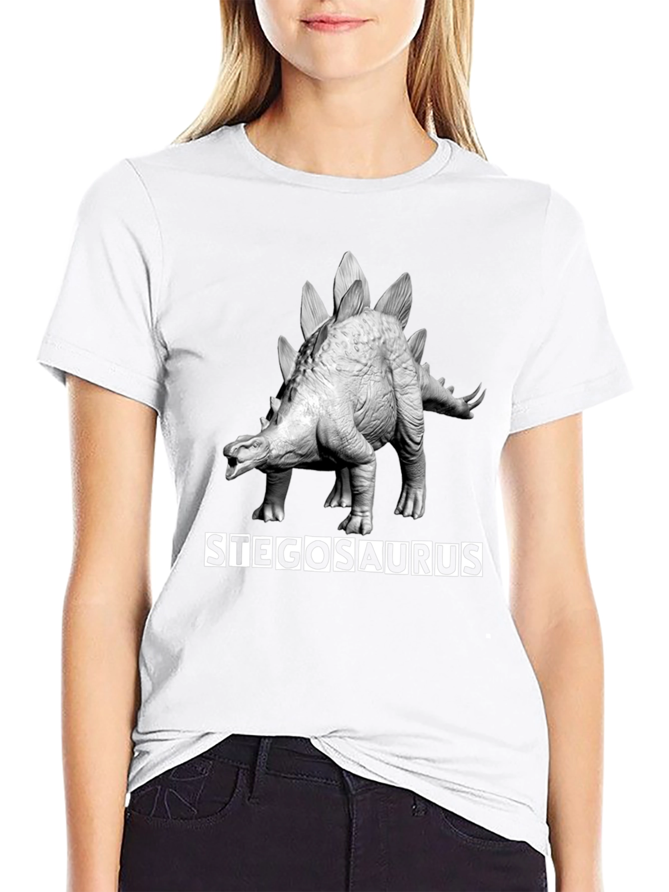Stegosaurus Graphic Tee - Black Dinosaur Shirt