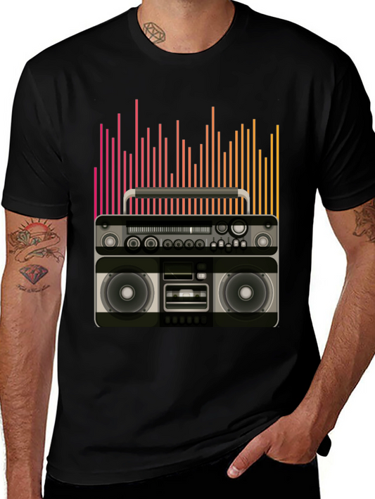 Retro Boombox Graphic T-Shirt - Vintage Music Vibes
