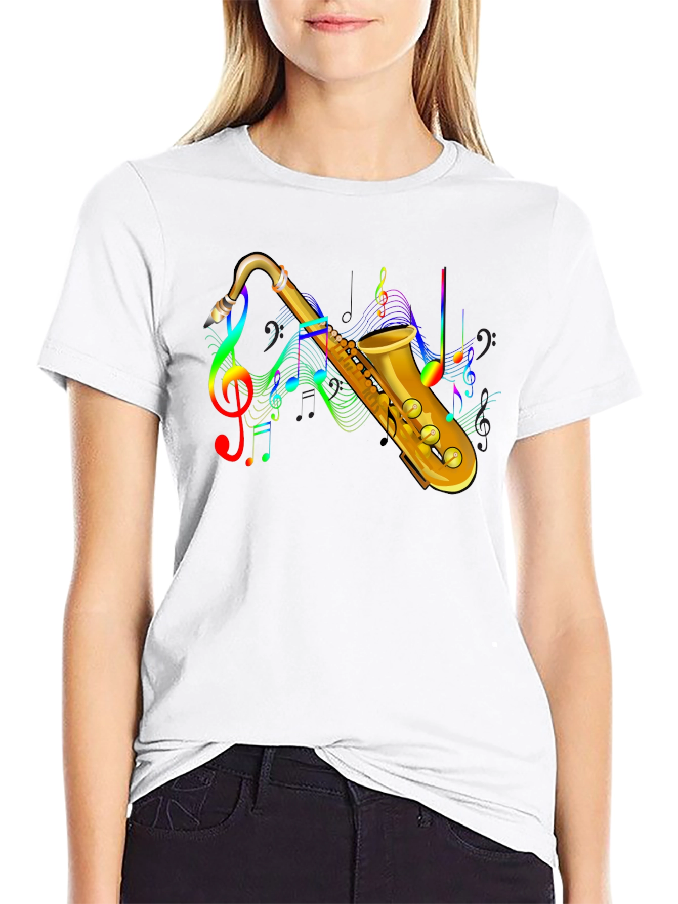 Saxophone Music Notes Graphic T-Shirt