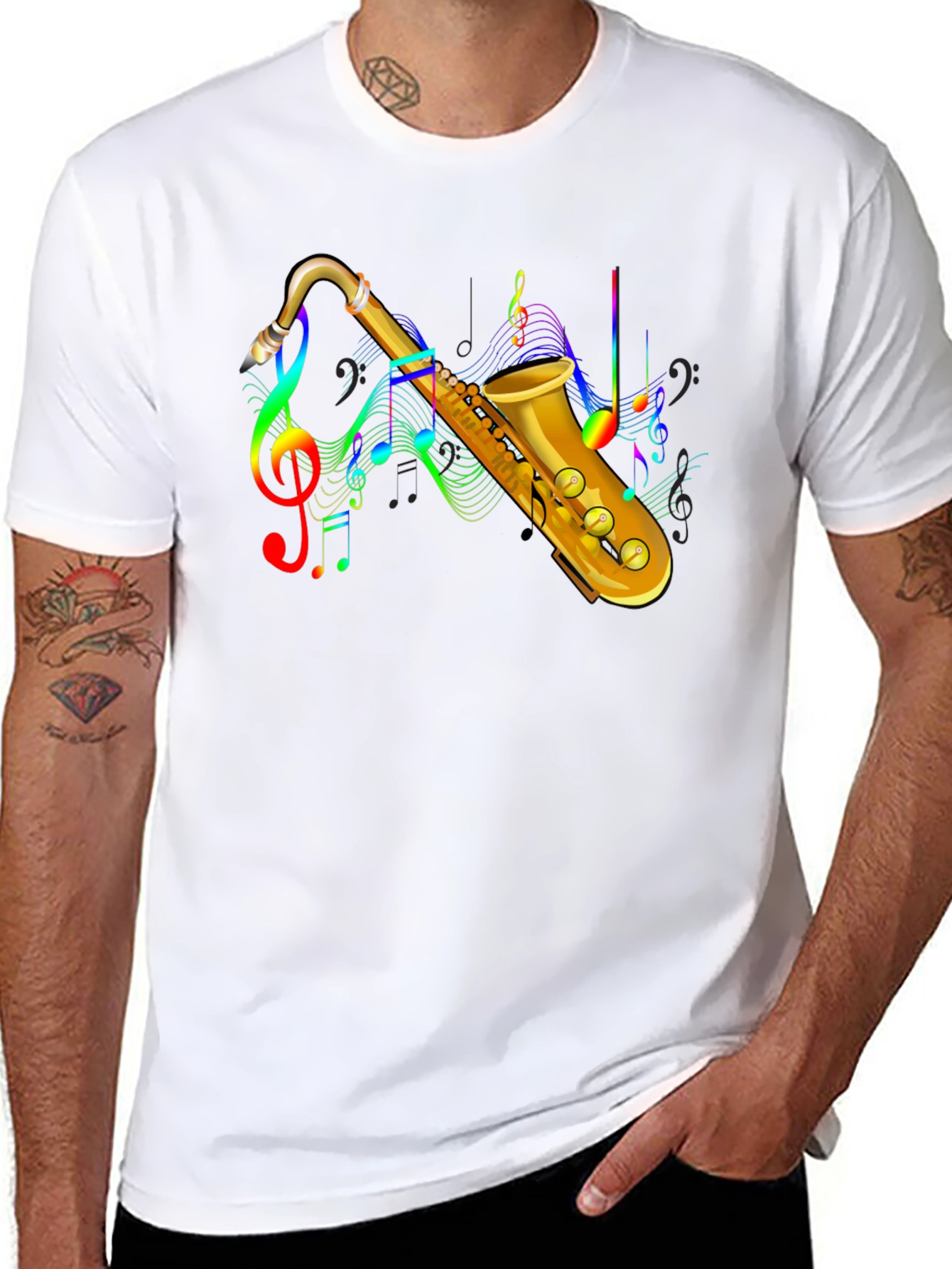 Saxophone Music Notes Graphic T-Shirt