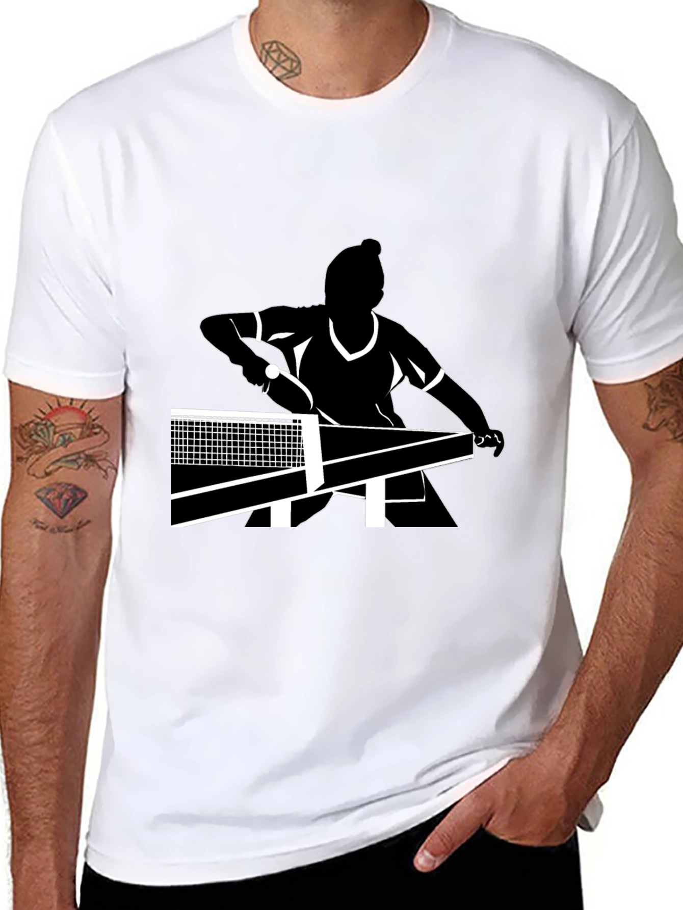Black Table Tennis Player T-Shirt