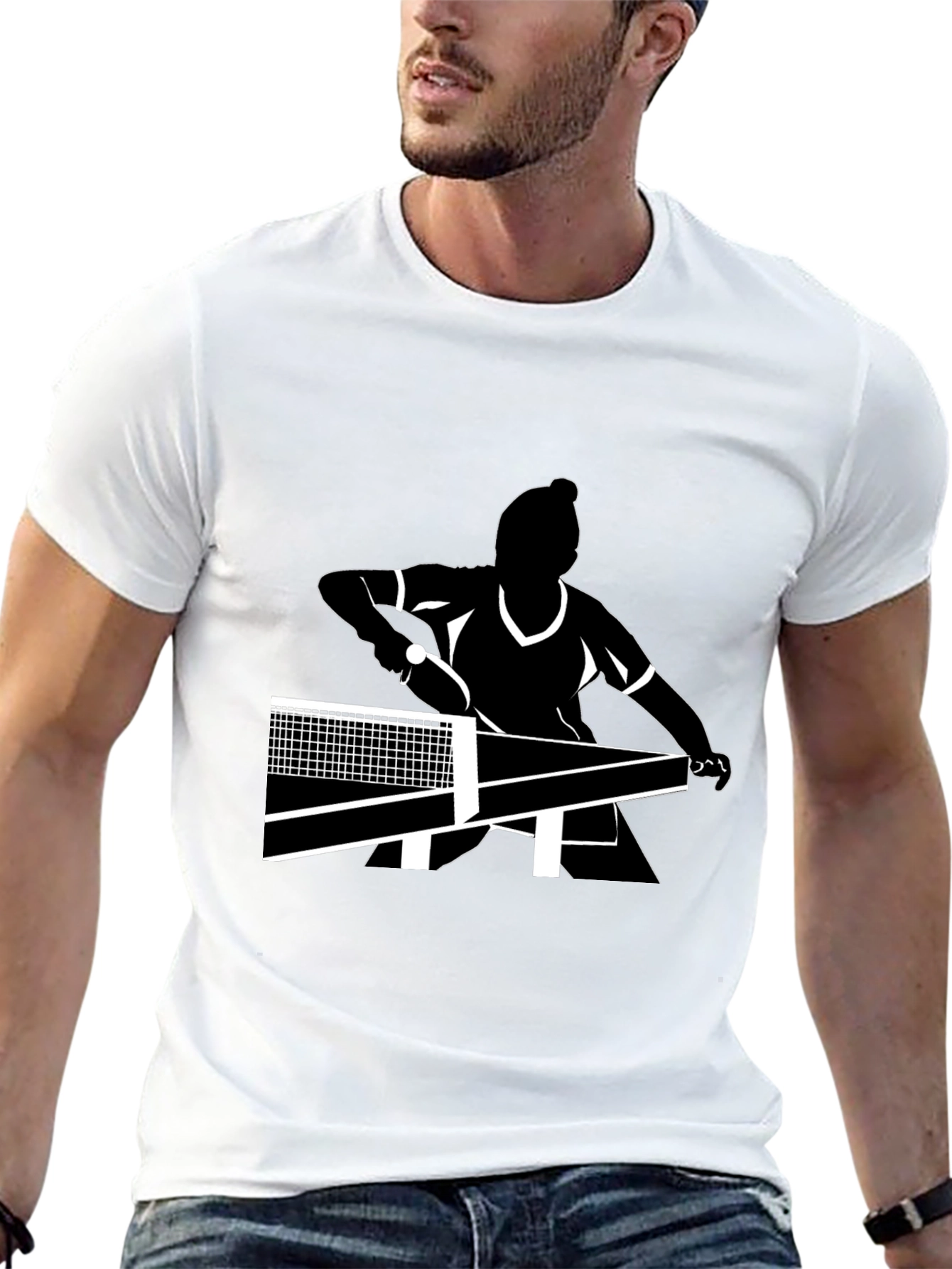 Black Table Tennis Player T-Shirt