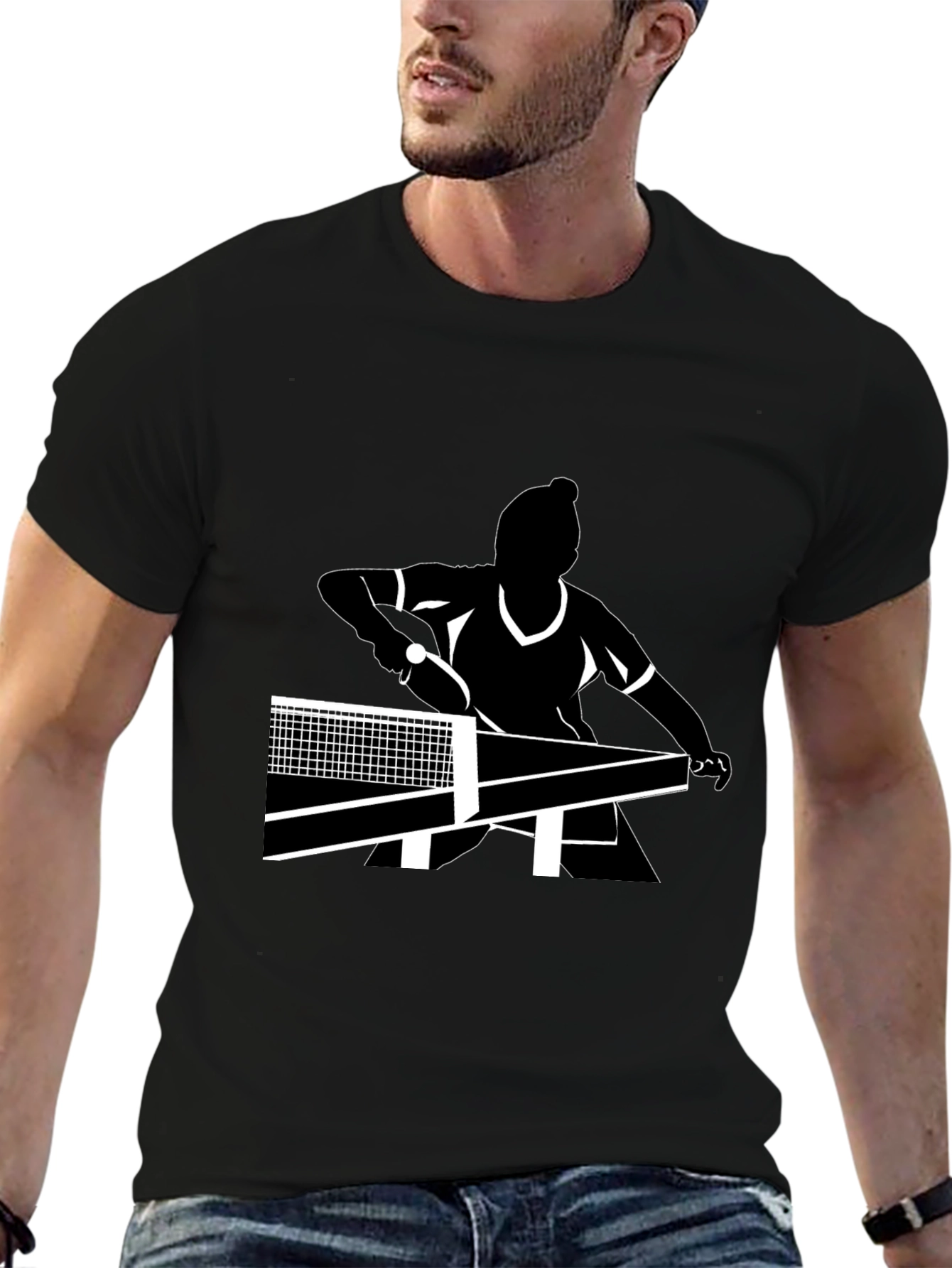 Black Table Tennis Player T-Shirt