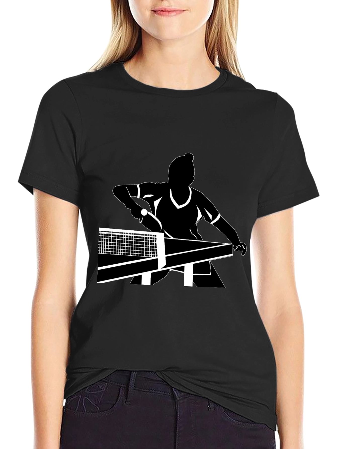 Black Table Tennis Player T-Shirt