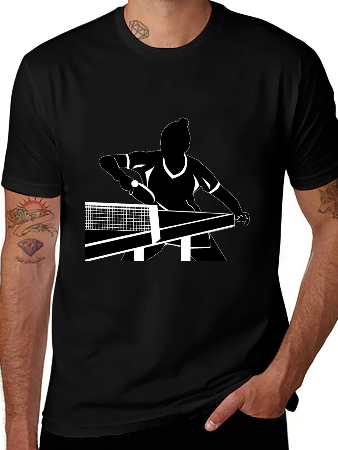 Black Table Tennis Player T-Shirt