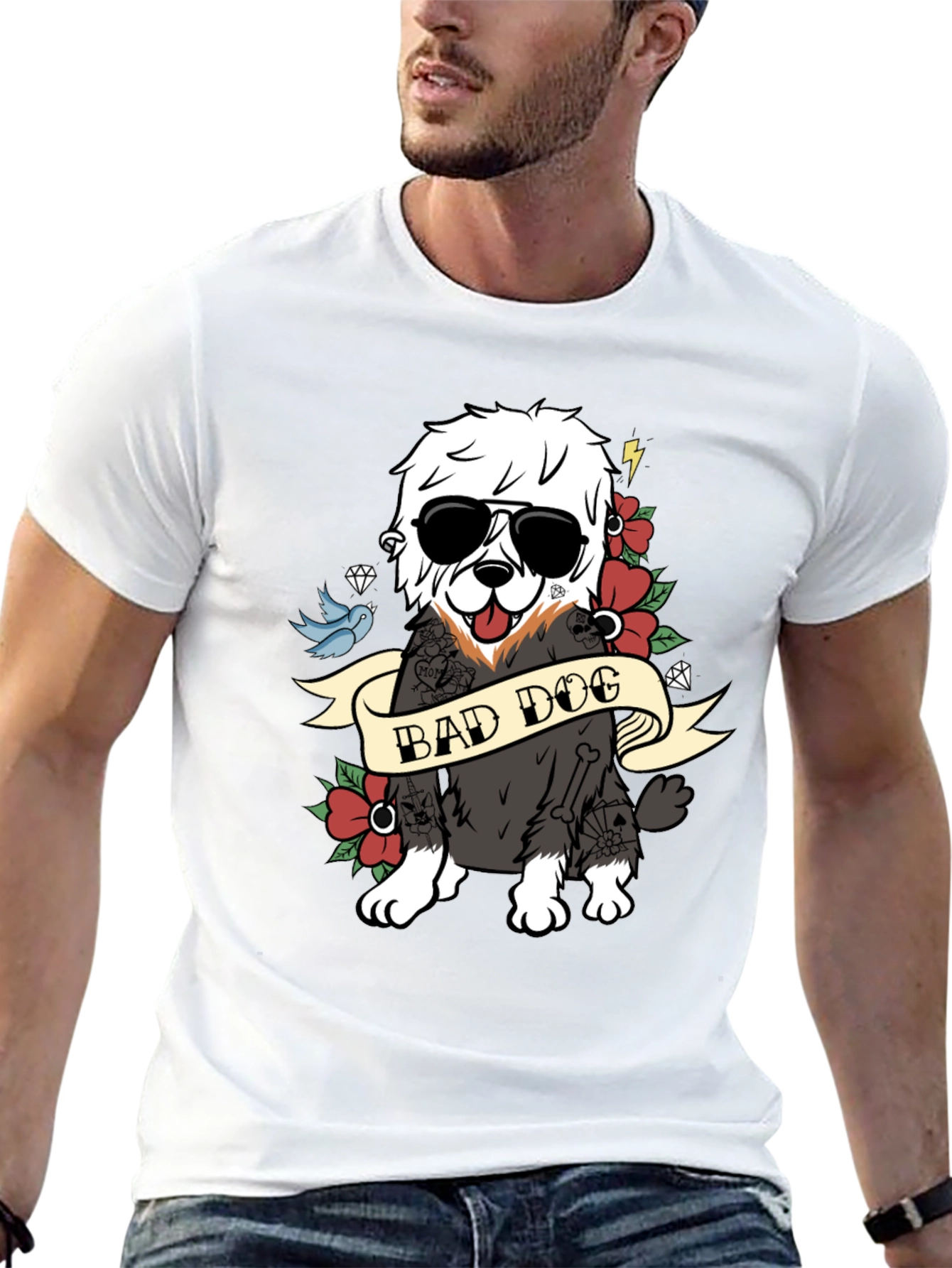 Bad Dog Graphic T-Shirt Cool Canine Tee
