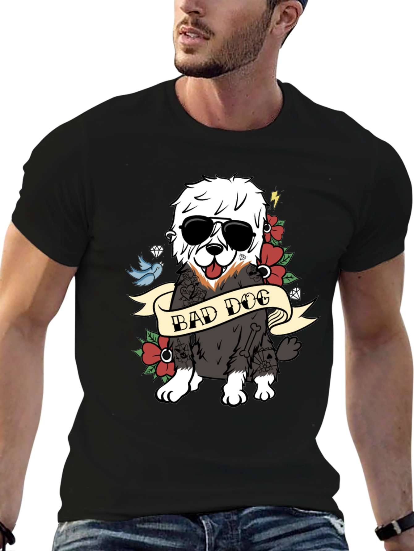 Bad Dog Graphic T-Shirt Cool Canine Tee