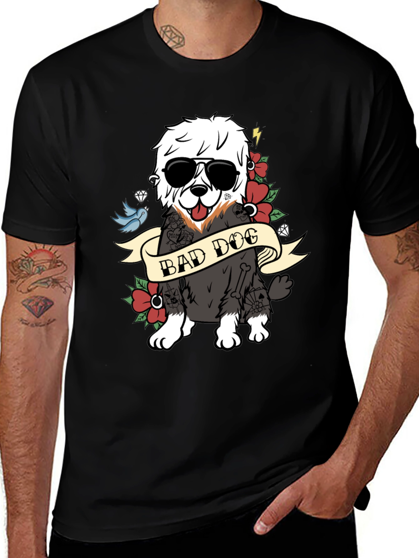 Bad Dog Graphic T-Shirt Cool Canine Tee