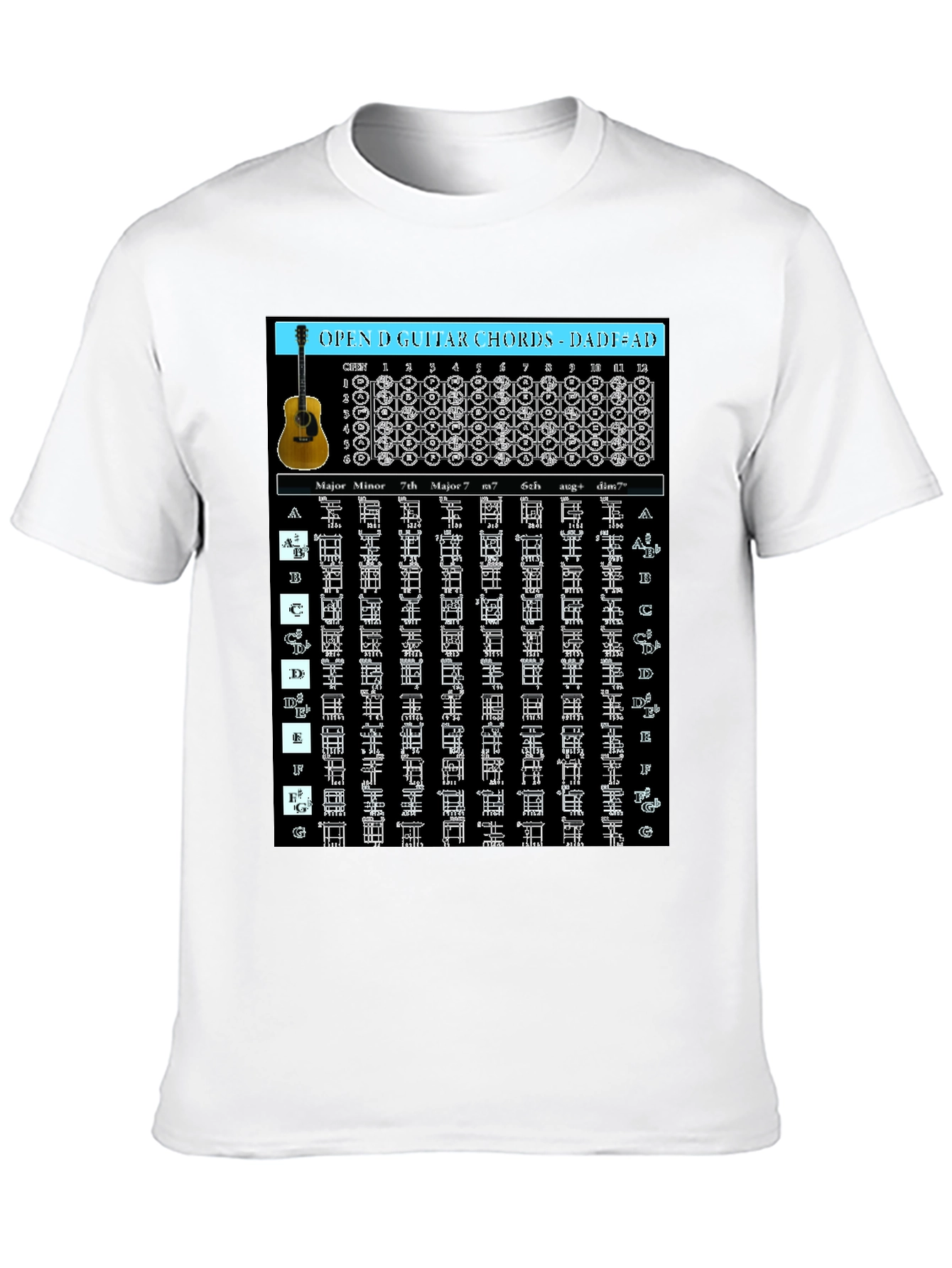 Guitar Chords T-Shirt - Open D Tuning DADF#AD