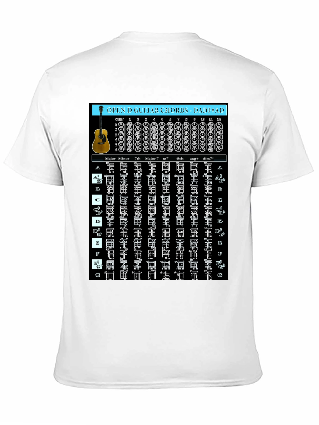 Guitar Chords T-Shirt - Open D Tuning DADF#AD