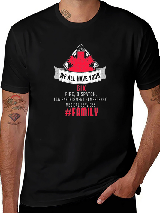 6IX Fire Dispatch Emergency Services Black T-Shirt